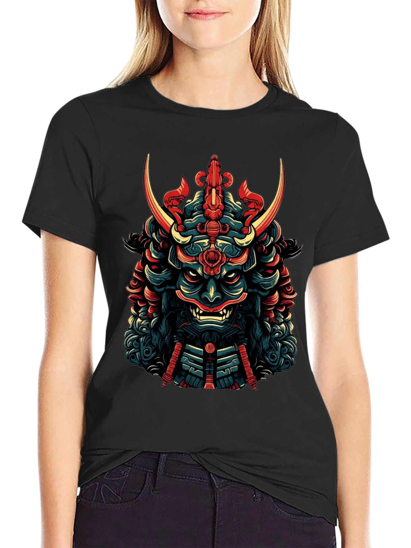 Samurai Mask Graphic Tee - Mens Black T-Shirt