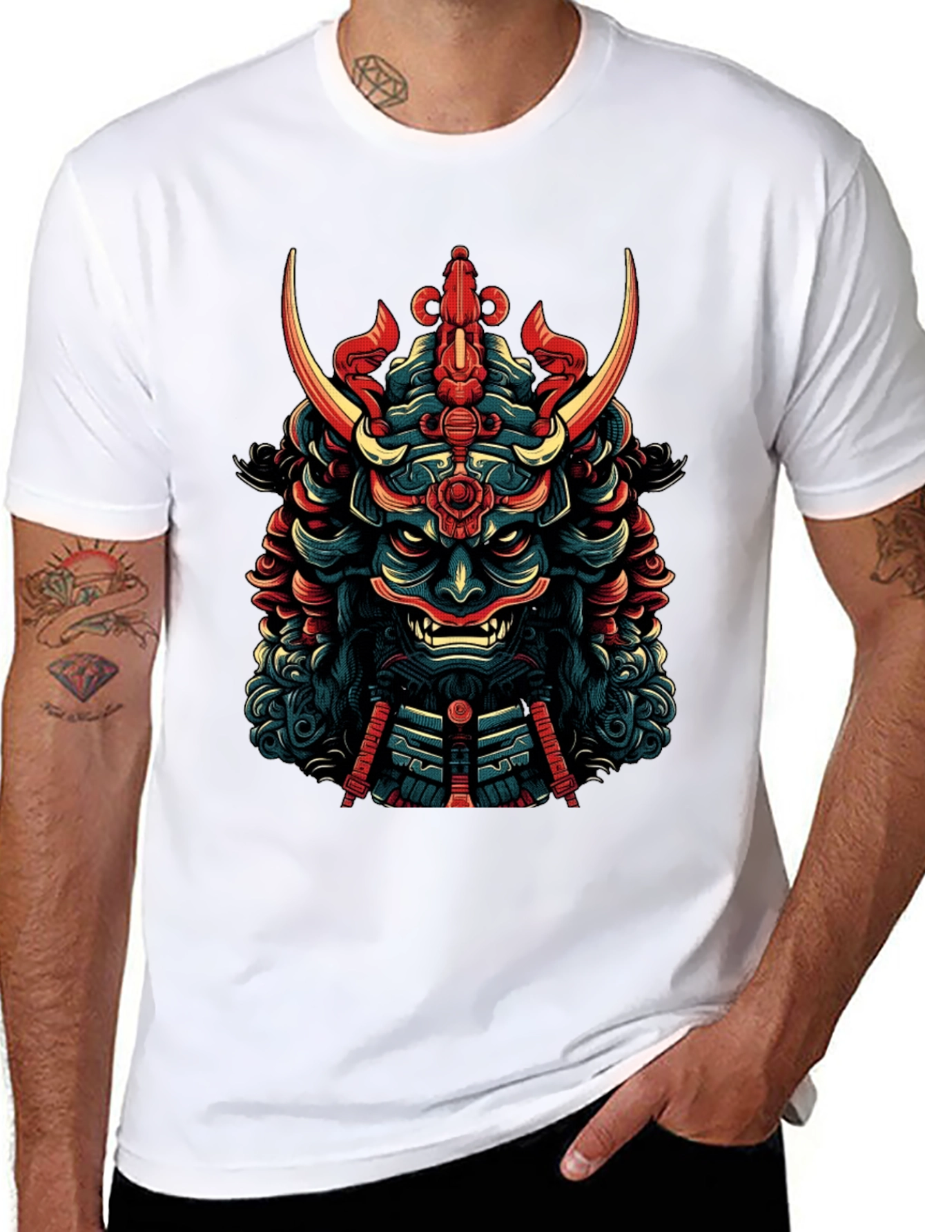 Samurai Mask Graphic Tee - Mens Black T-Shirt