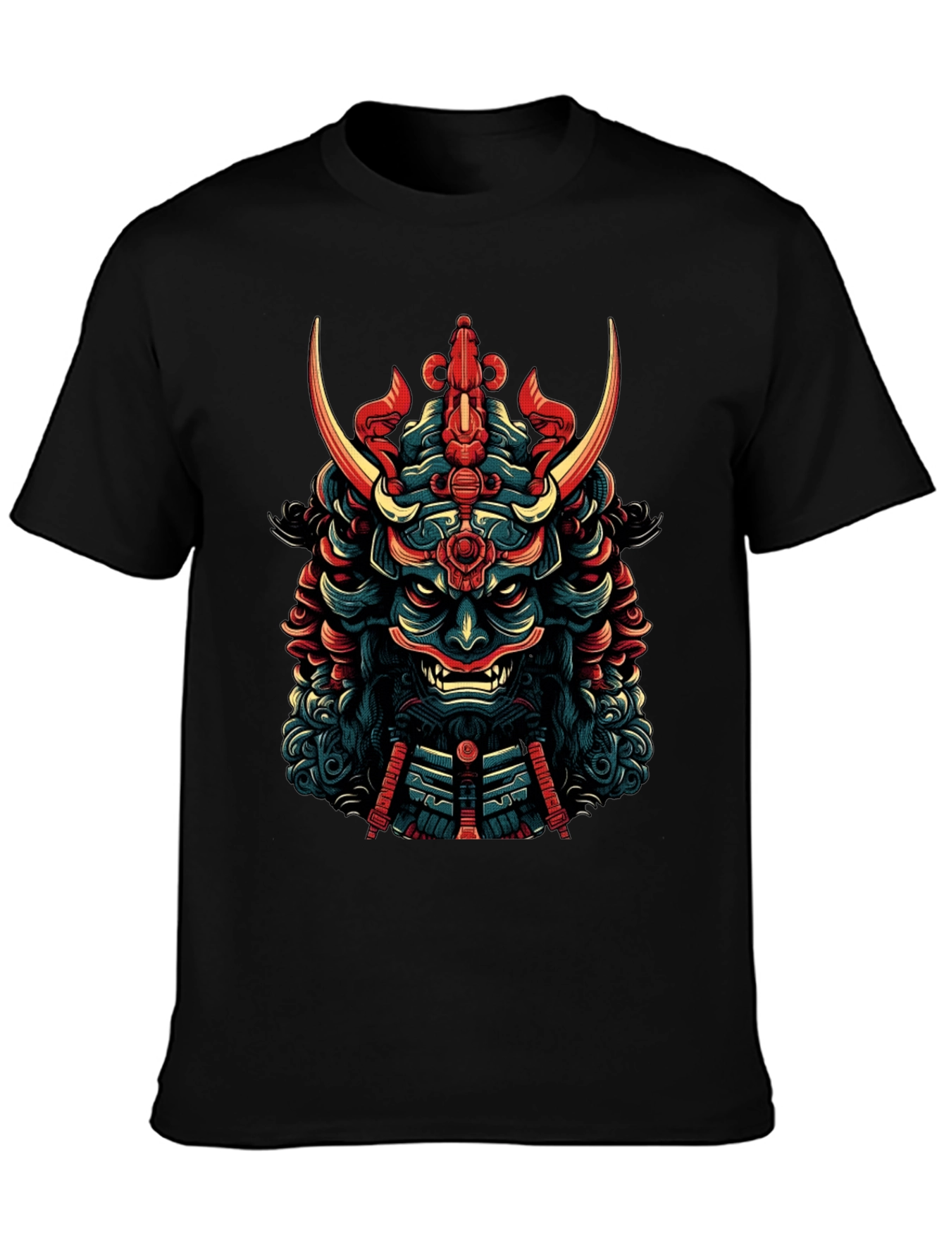 Samurai Mask Graphic Tee - Mens Black T-Shirt