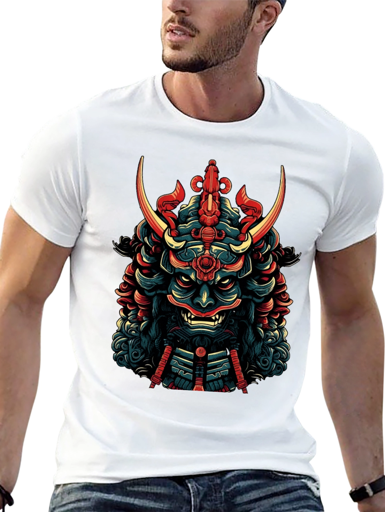 Samurai Mask Graphic Tee - Mens Black T-Shirt