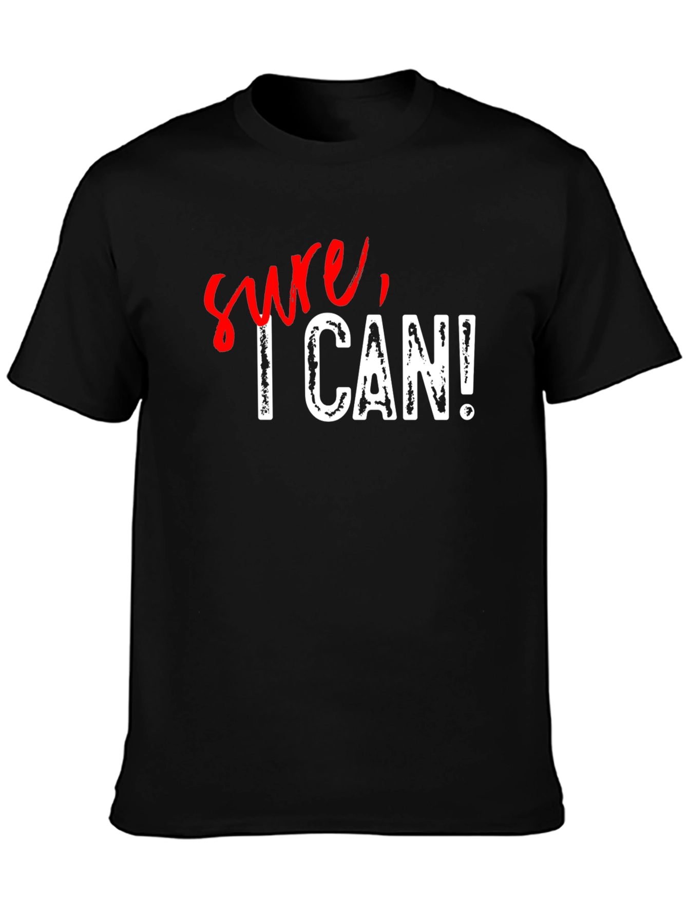 Sure I Can! Graphic Print Black Cotton T-Shirt