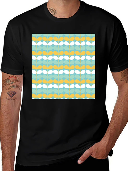 Retro Floral Pattern Black T-Shirt