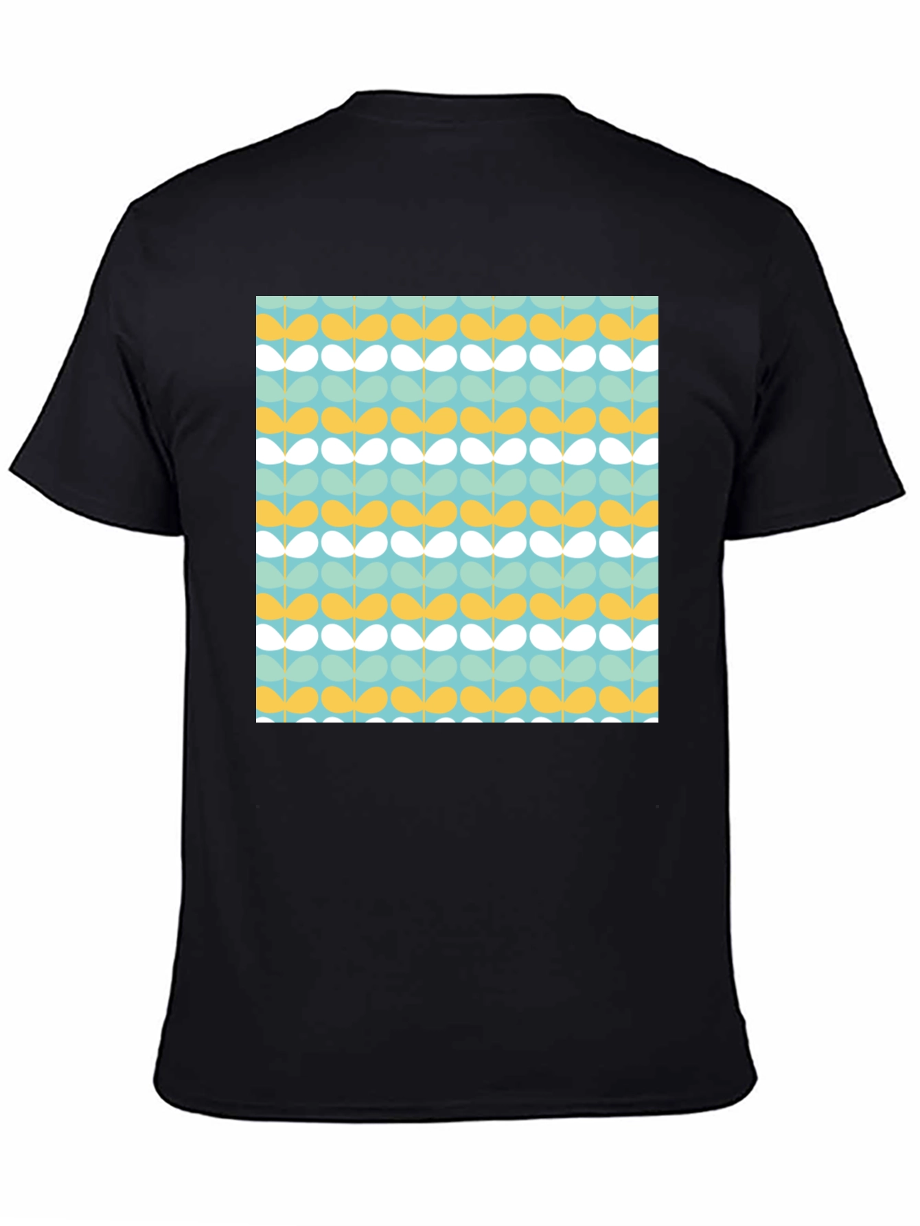 Retro Floral Pattern Black T-Shirt