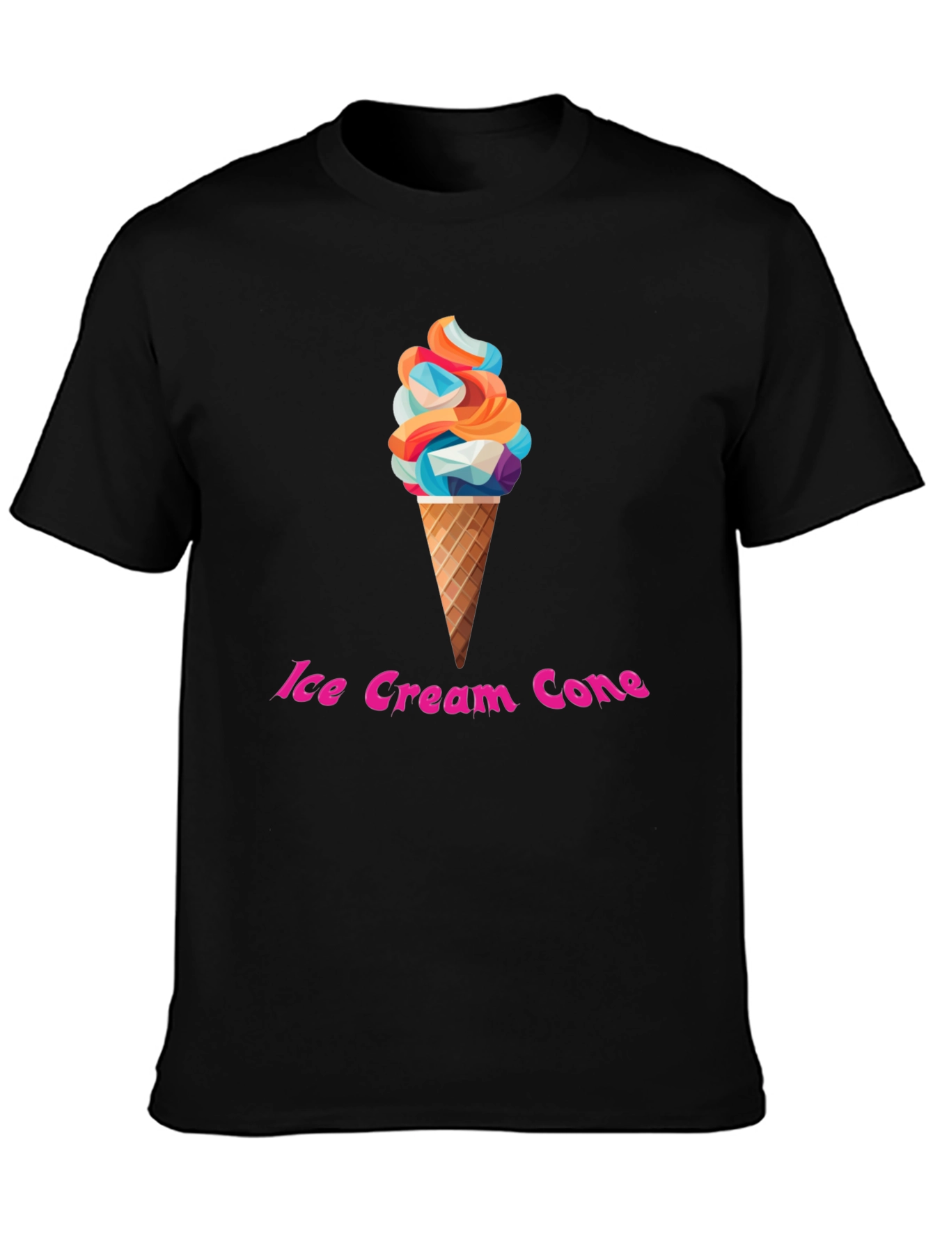 Ice Cream Cone Graphic T-Shirt - Trendy Black Tee