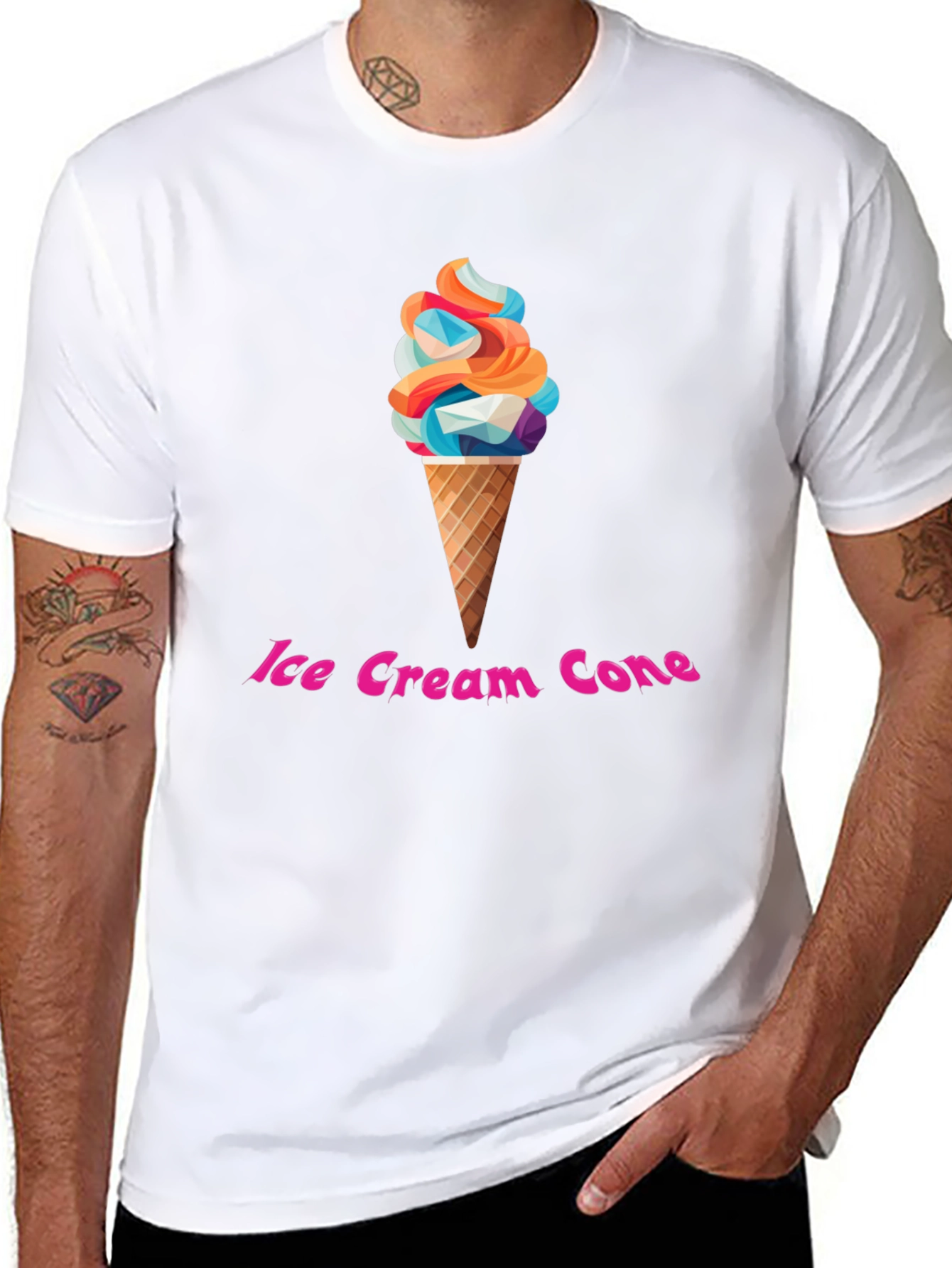 Ice Cream Cone Graphic T-Shirt - Trendy Black Tee