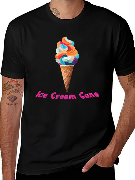 Ice Cream Cone Graphic T-Shirt - Trendy Black Tee