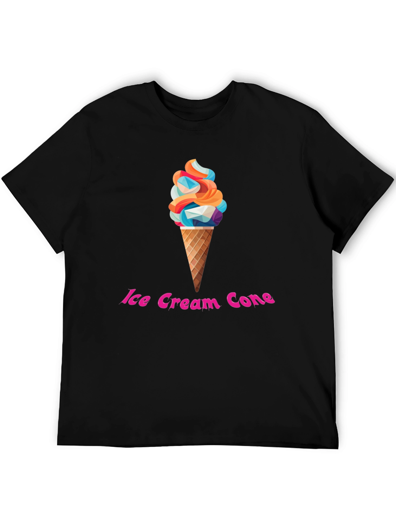 Ice Cream Cone Graphic T-Shirt - Trendy Black Tee