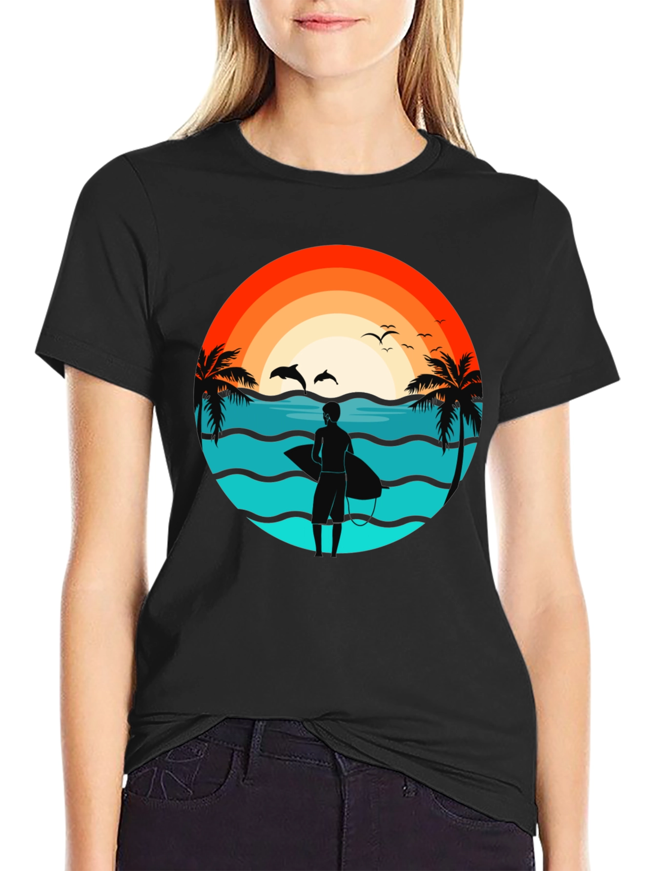 Surfer Beach Sunset Graphic Tee - Mens