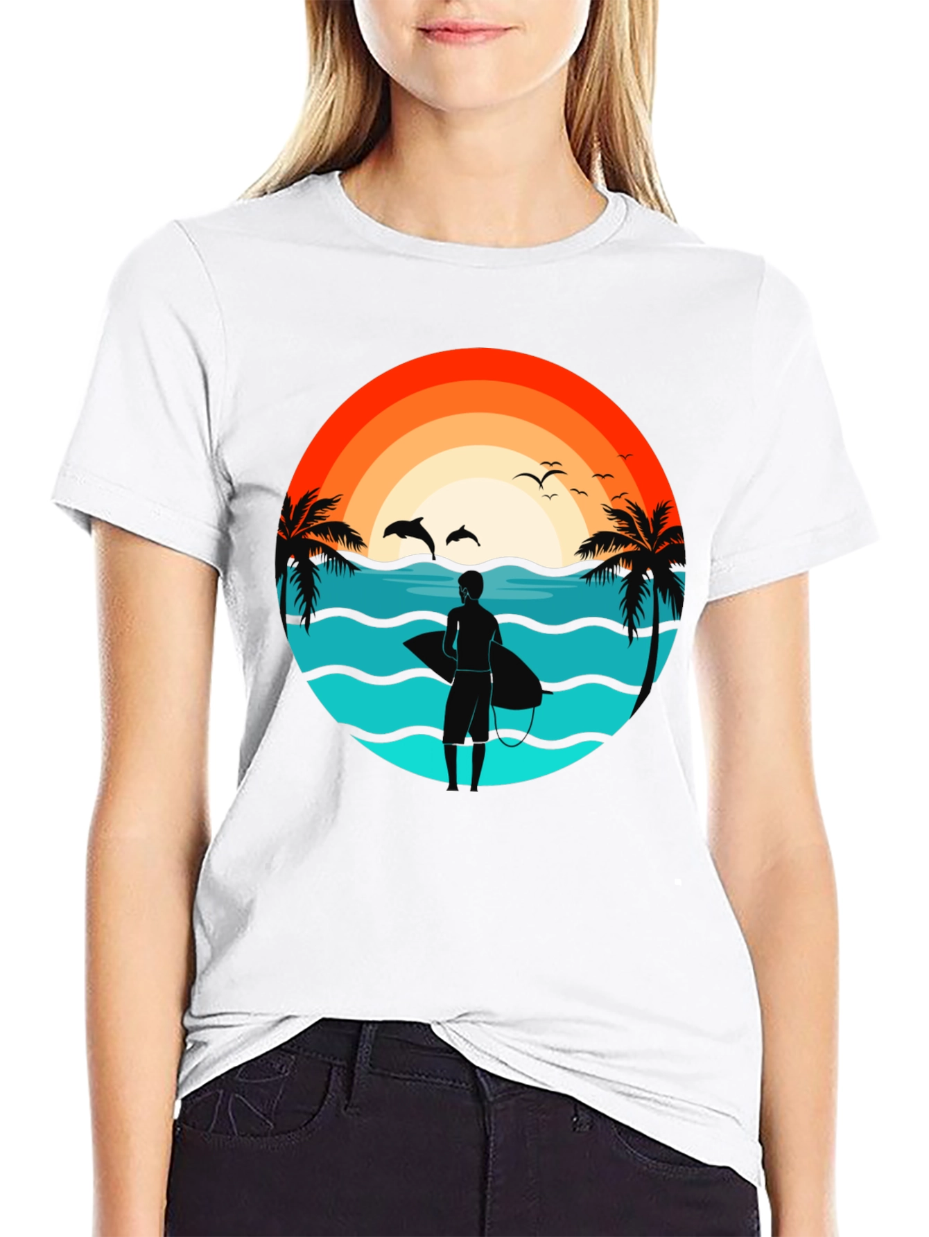 Surfer Beach Sunset Graphic Tee - Mens