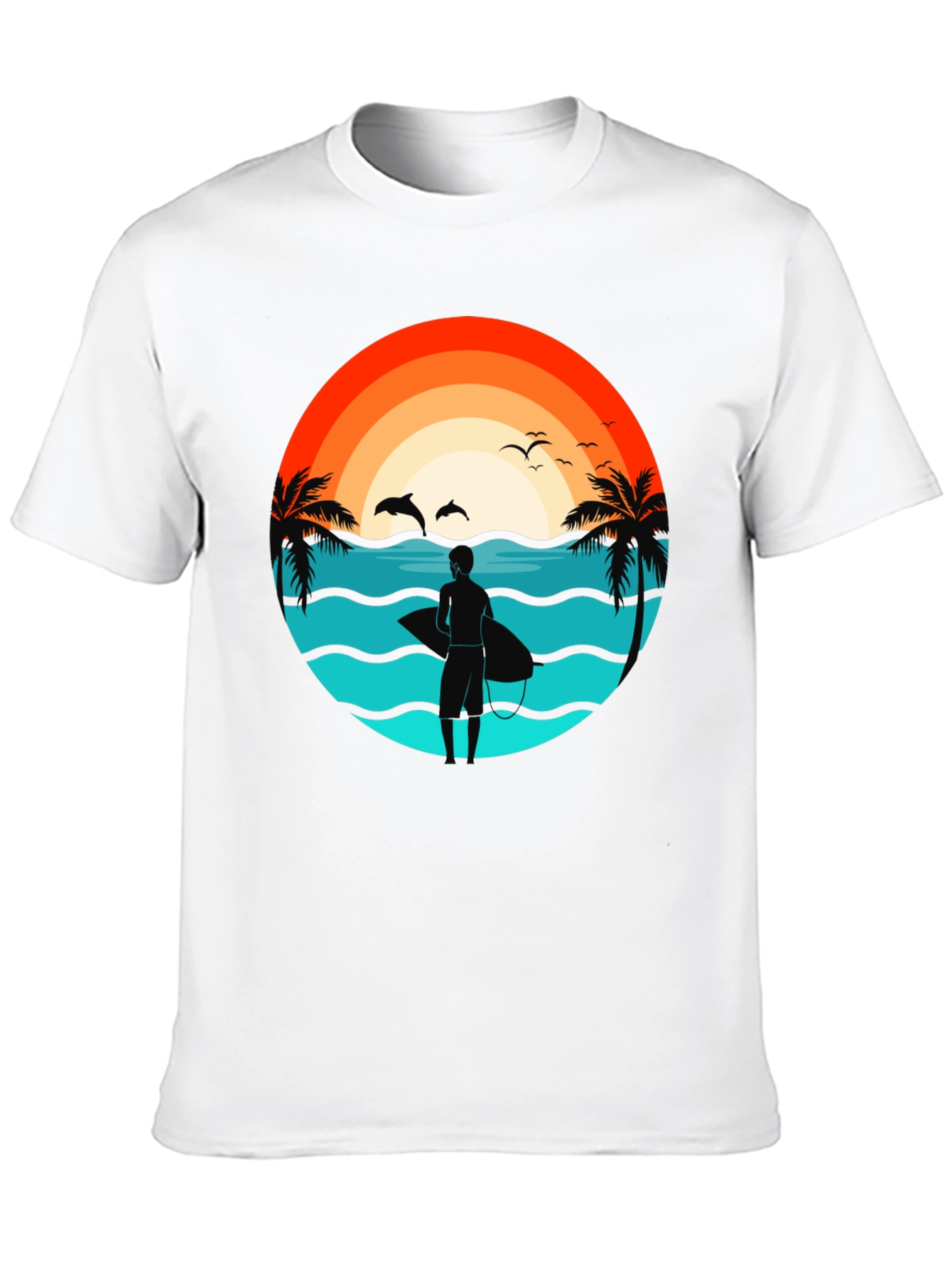 Surfer Beach Sunset Graphic Tee - Mens