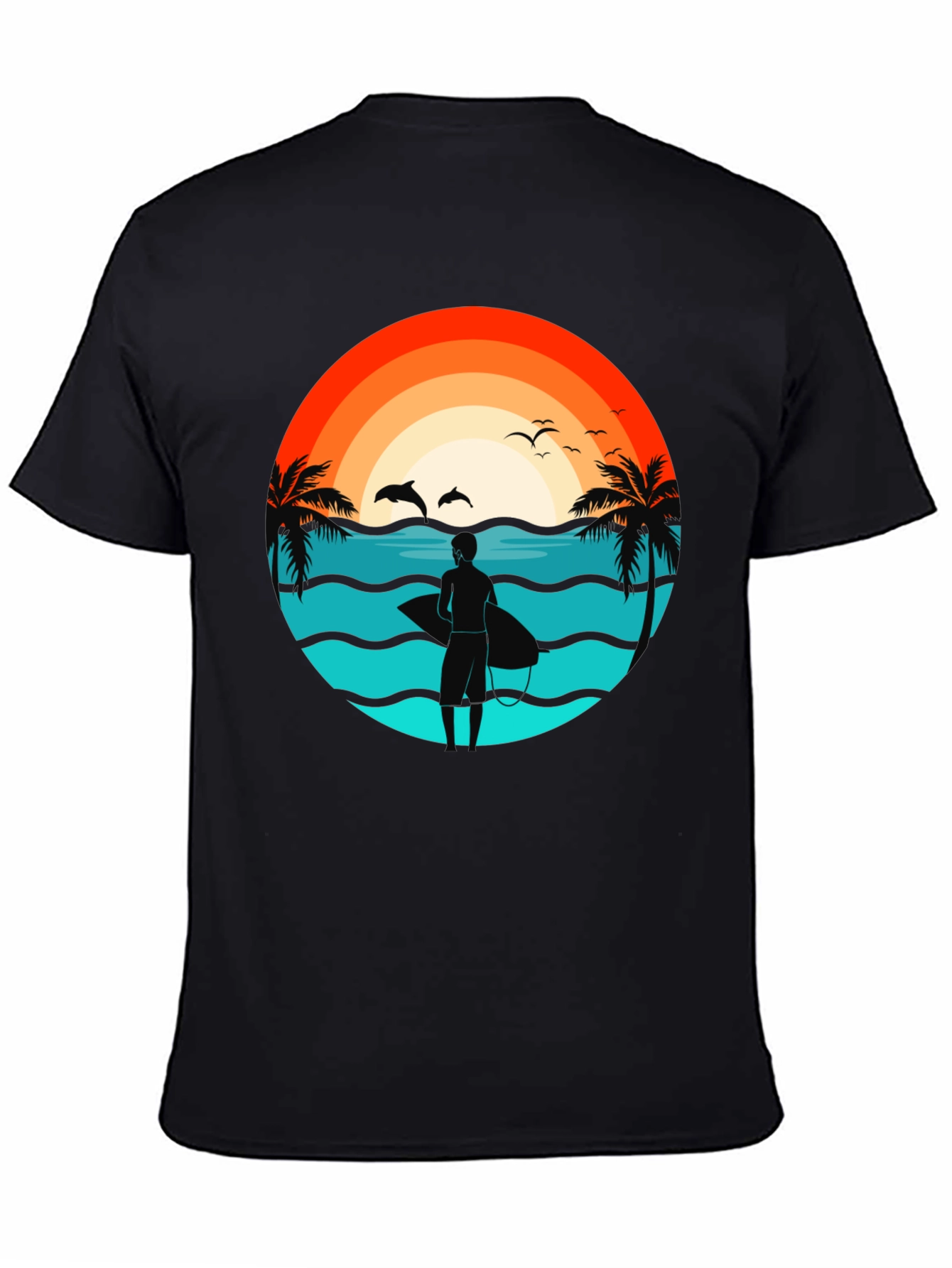 Surfer Beach Sunset Graphic Tee - Mens