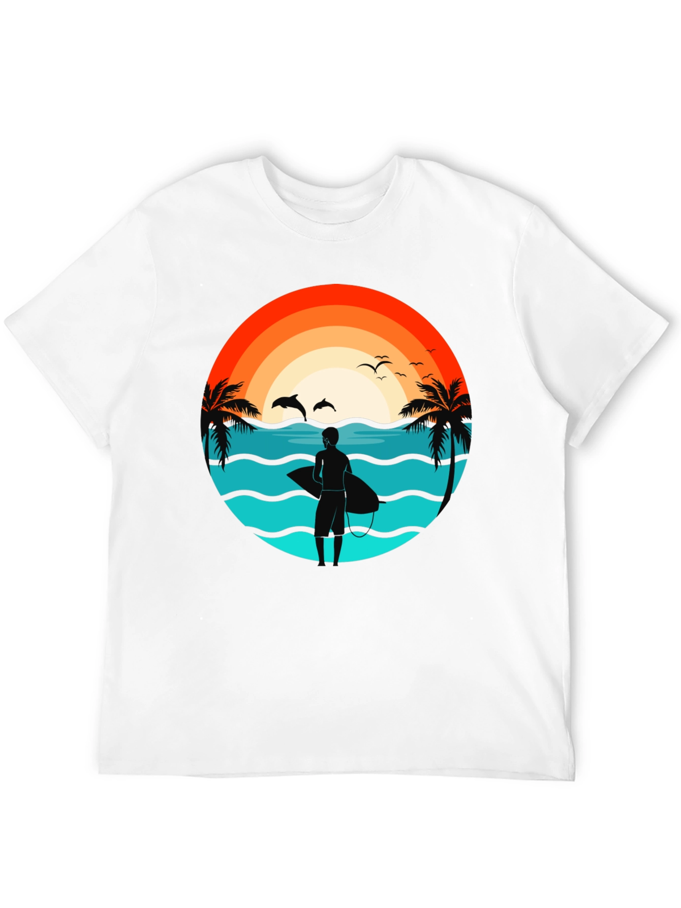Surfer Beach Sunset Graphic Tee - Mens