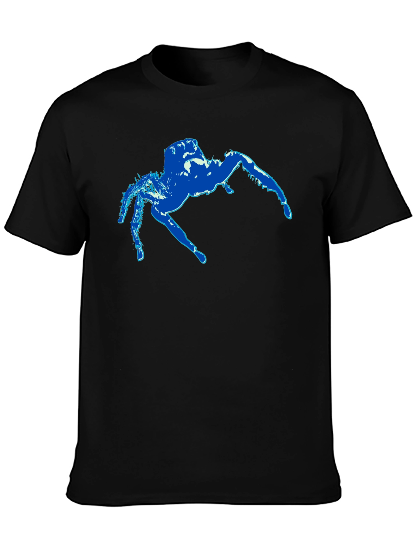 Blue Spider Graphic Black T-Shirt