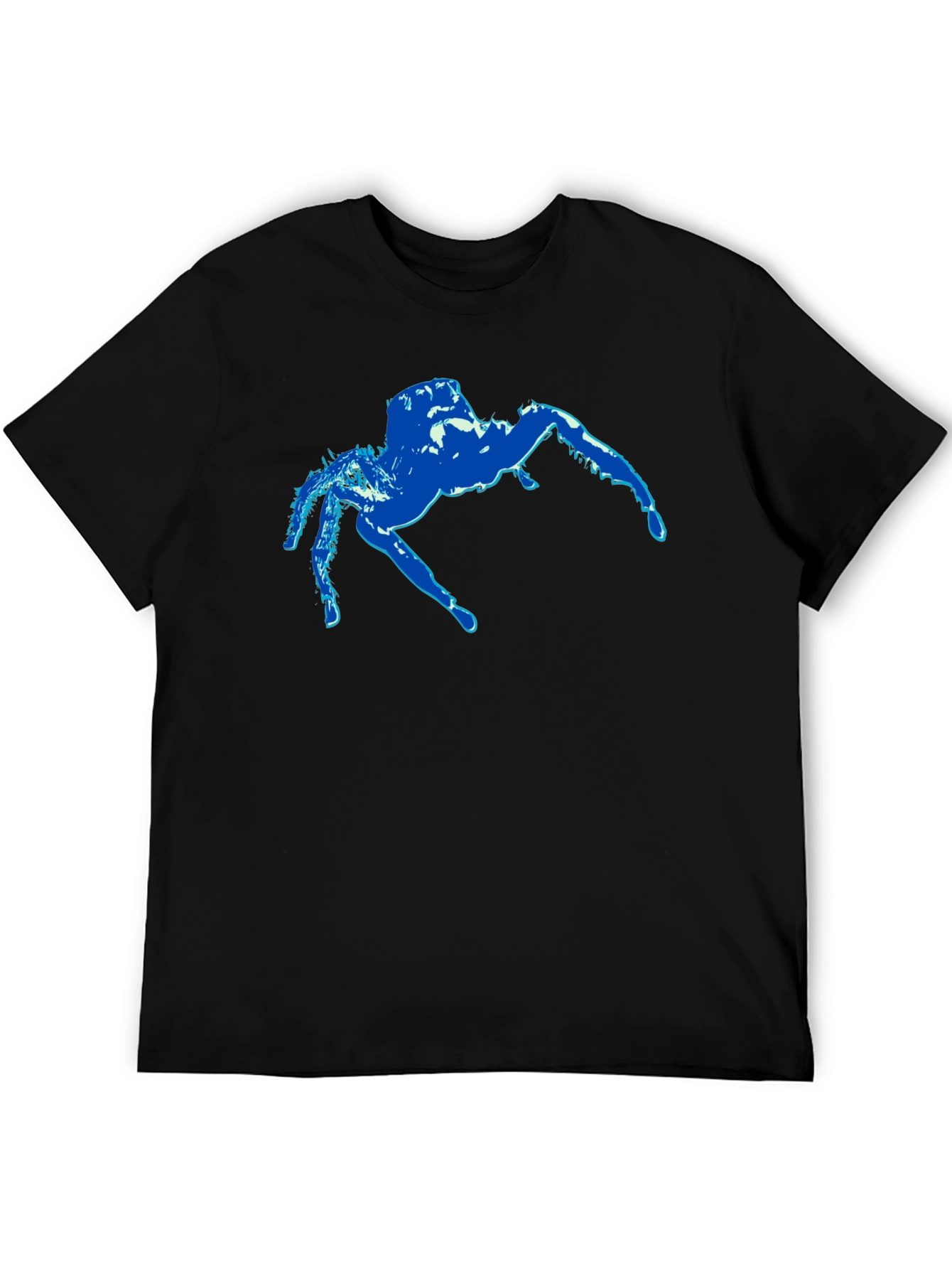 Blue Spider Graphic Black T-Shirt