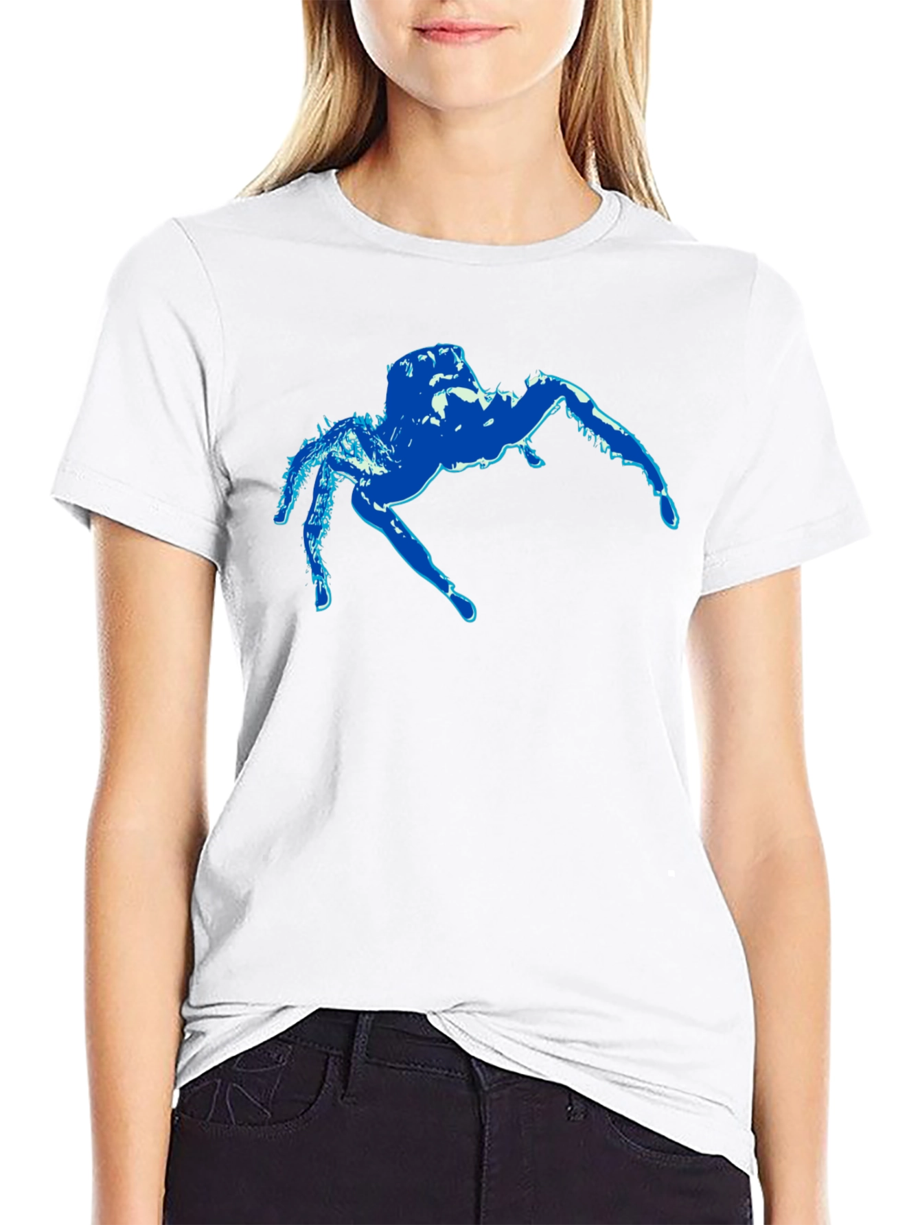 Blue Spider Graphic Black T-Shirt