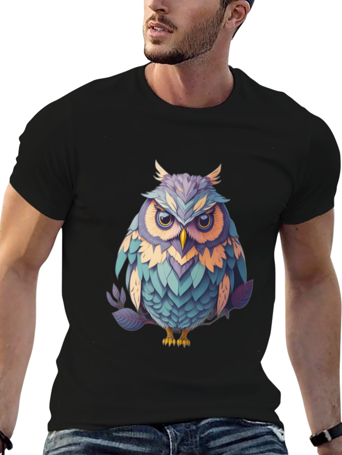 Owl Graphic Tee - Unique Bird Design