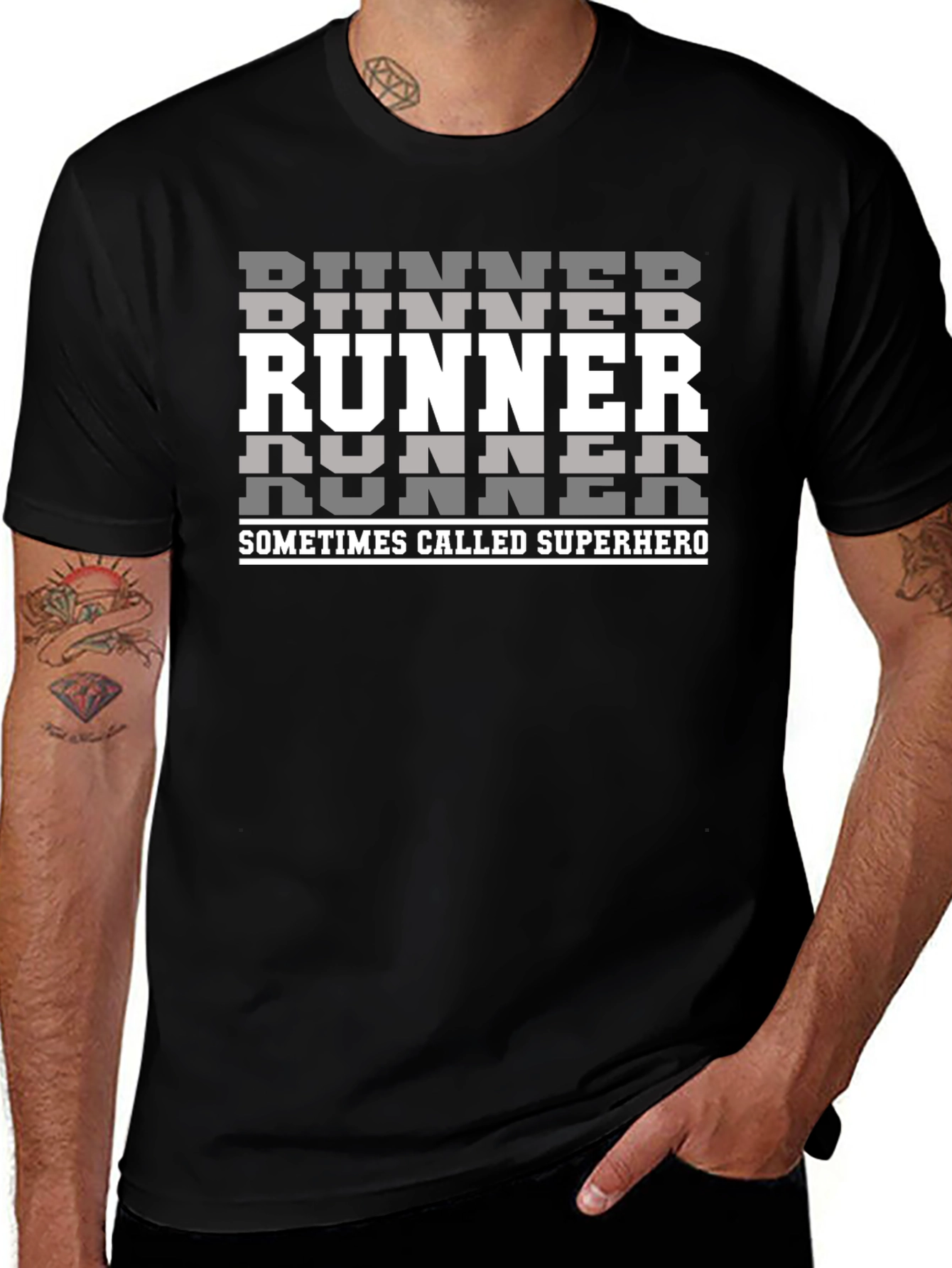 Runner Superhero T-Shirt - Black Graphic Tee
