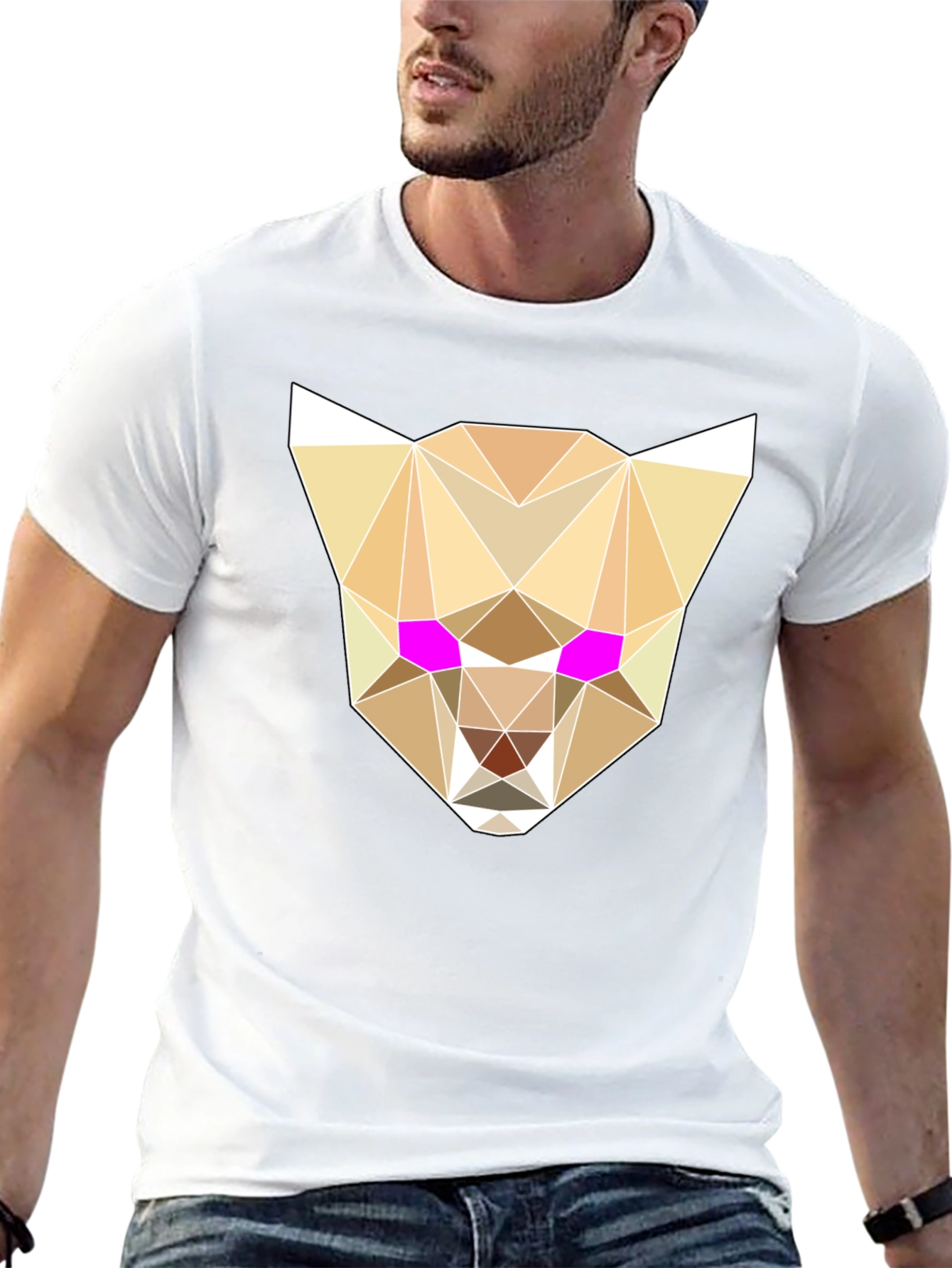Geometric Cheetah Graphic Tee - Stylish & Unique