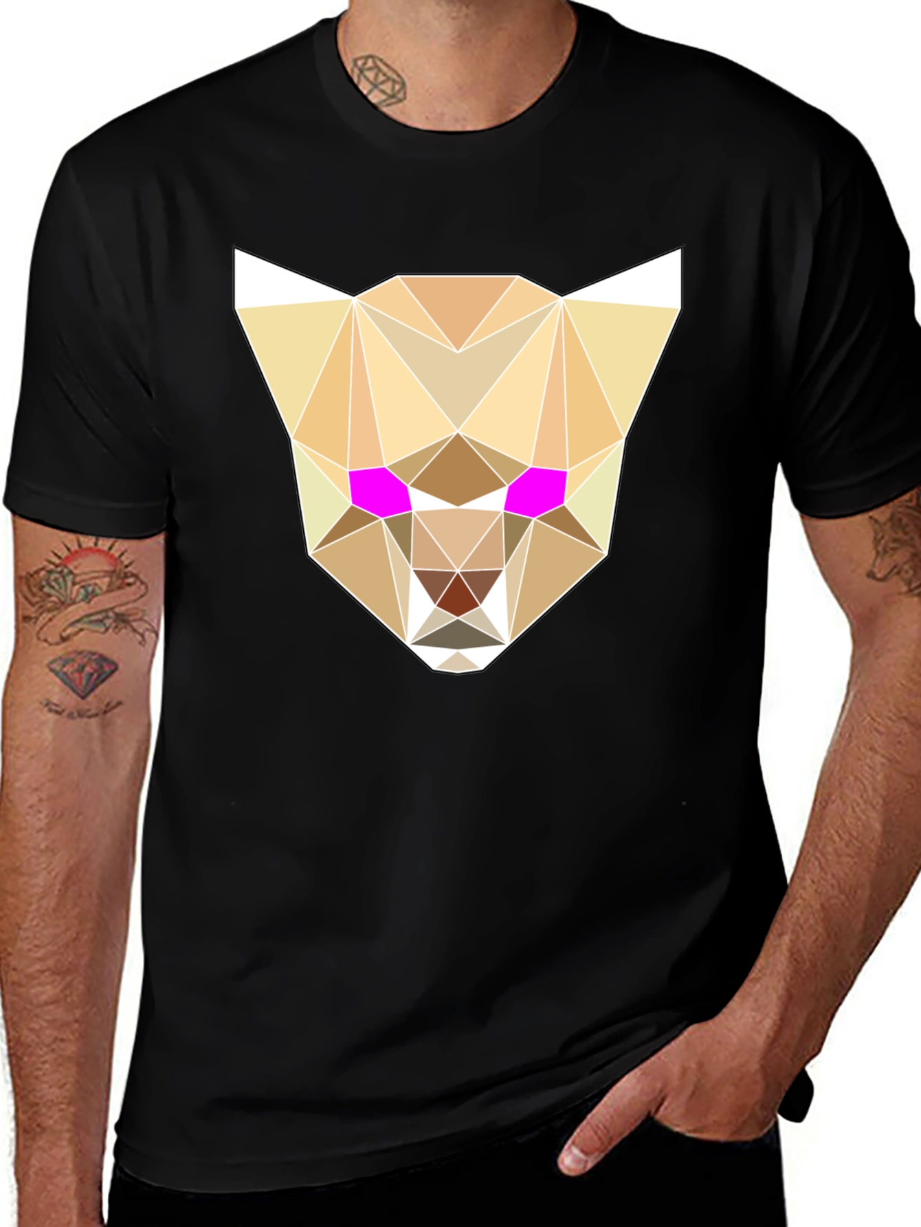 Geometric Cheetah Graphic Tee - Stylish & Unique