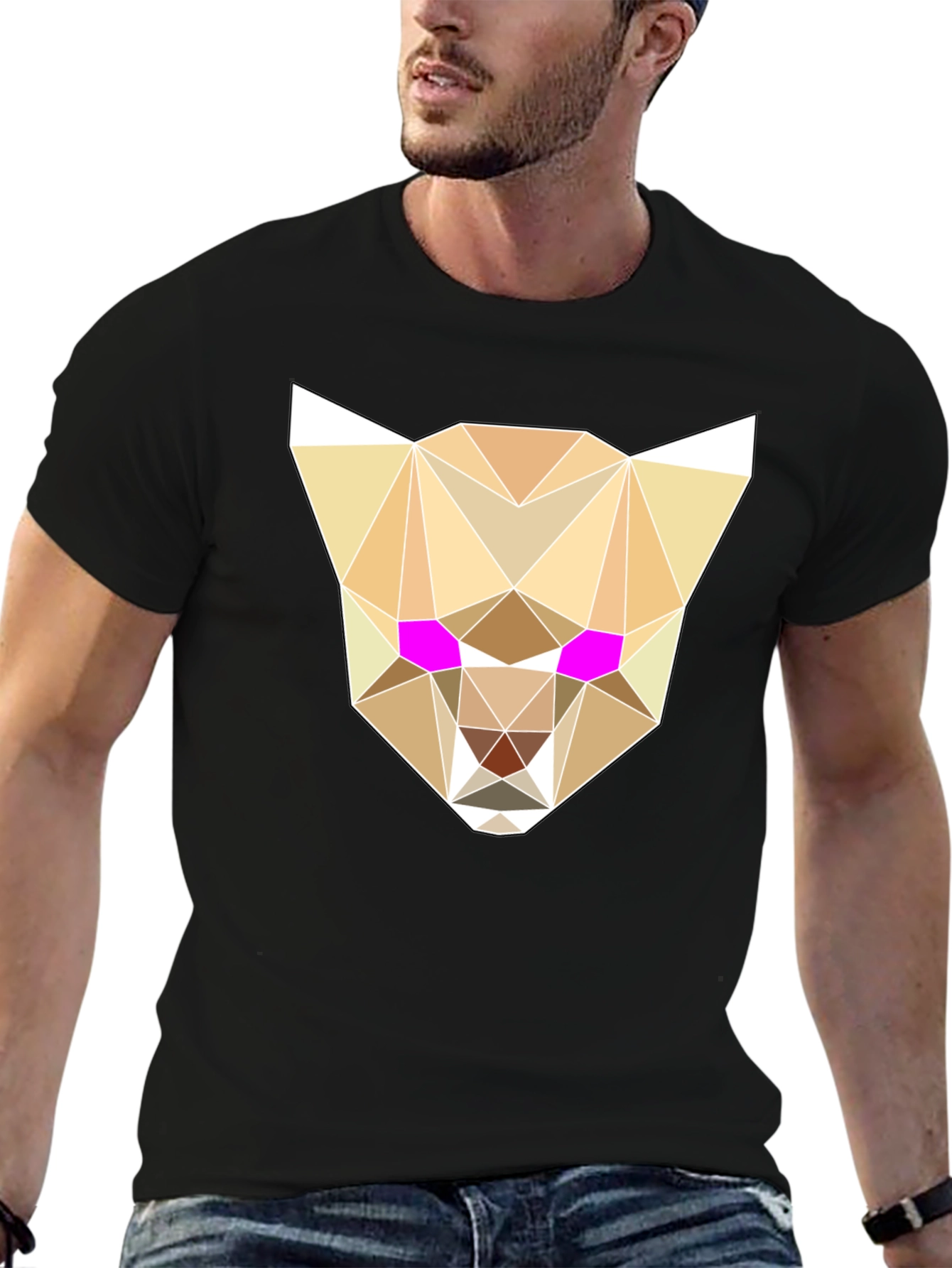Geometric Cheetah Graphic Tee - Stylish & Unique