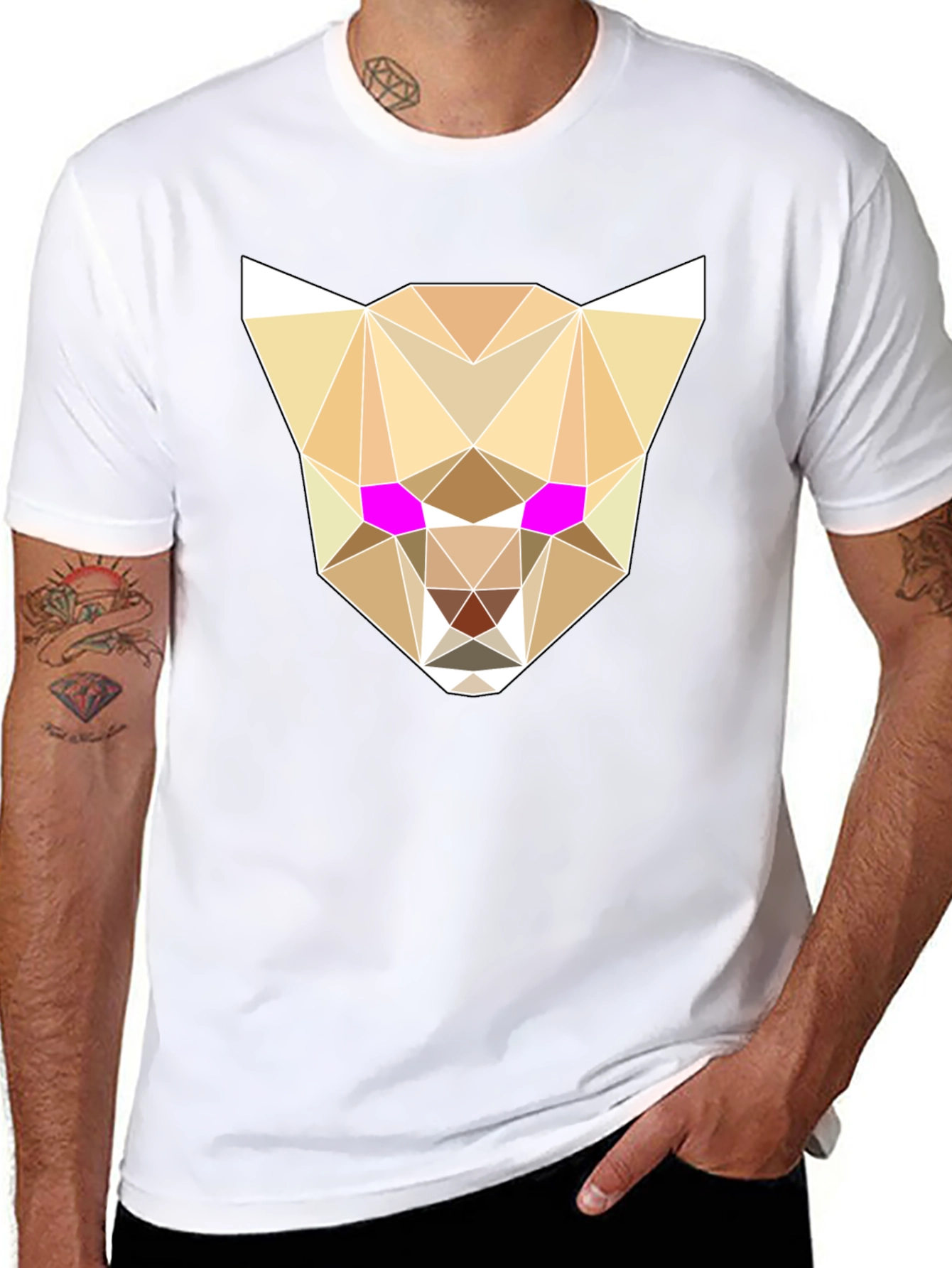 Geometric Cheetah Graphic Tee - Stylish & Unique