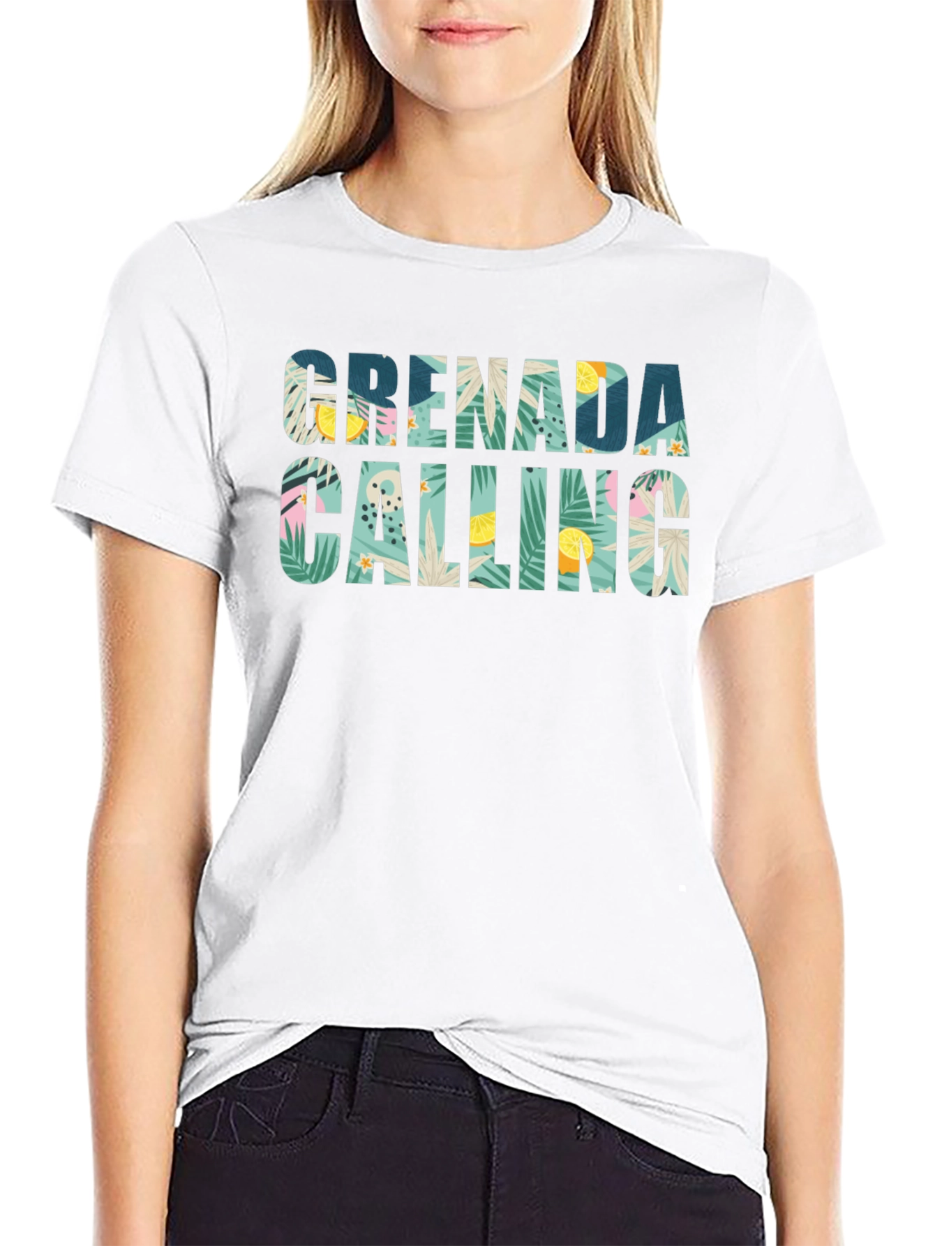 Grenada Calling Tropical Print T-Shirt