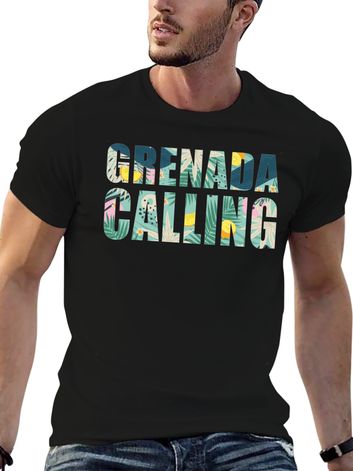 Grenada Calling Tropical Print T-Shirt