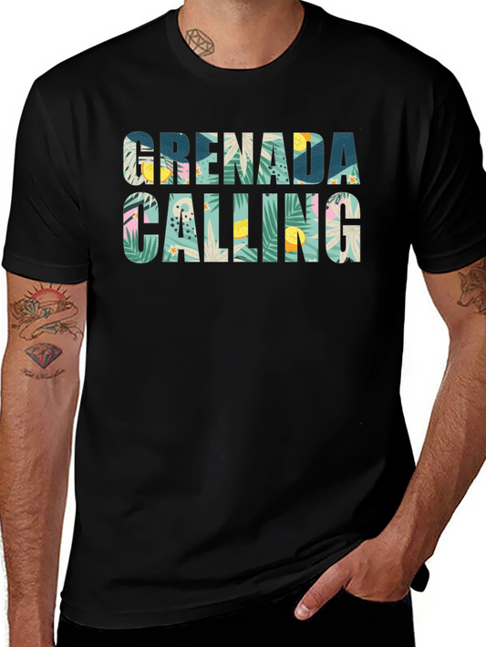 Grenada Calling Tropical Print T-Shirt