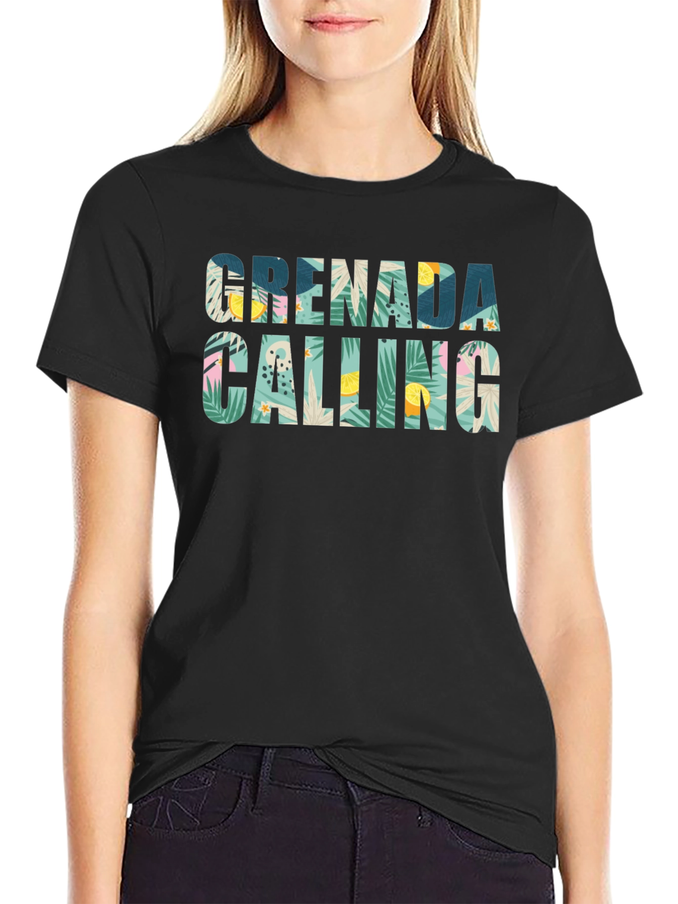 Grenada Calling Tropical Print T-Shirt