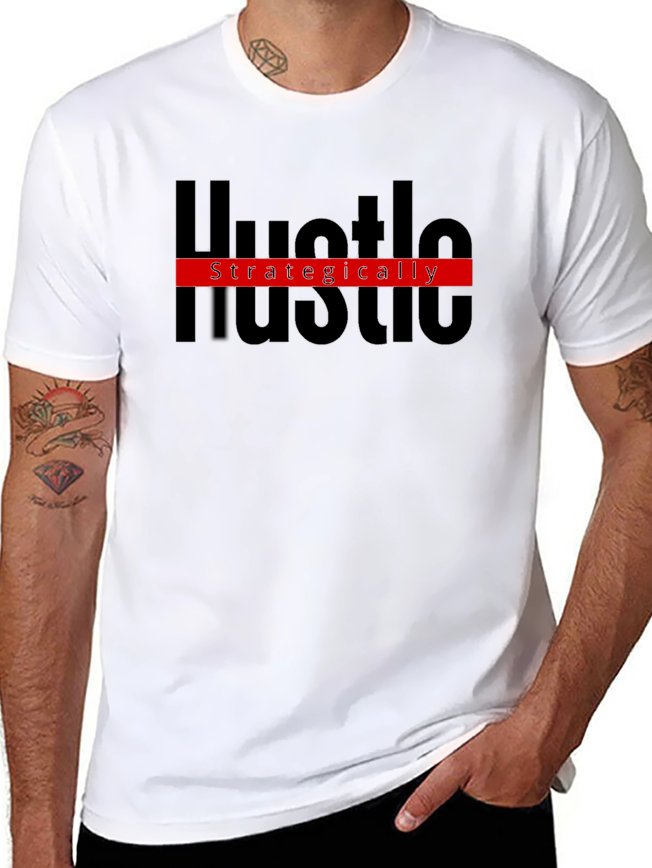 Hustle Strategically Black Graphic Tee