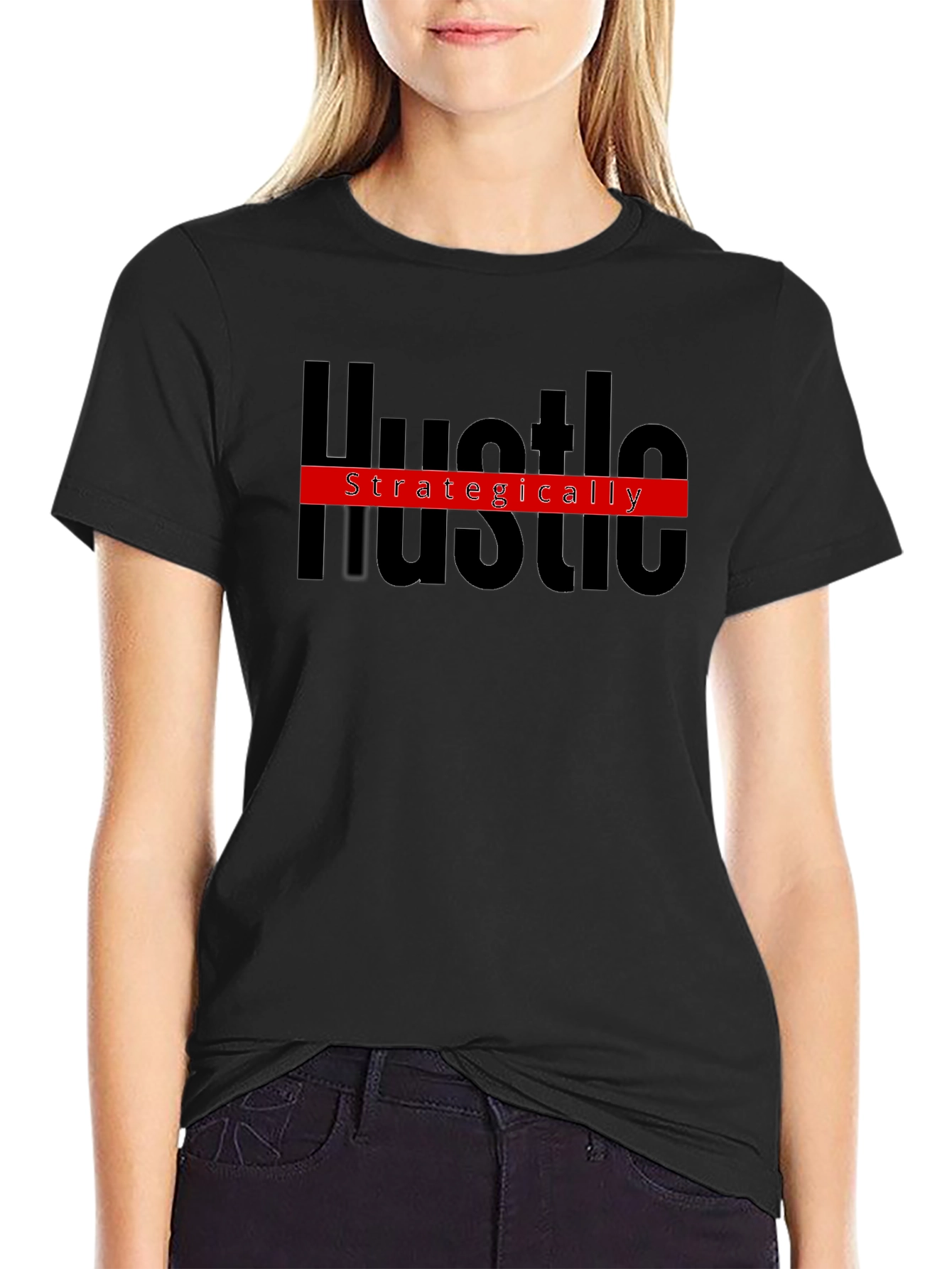 Hustle Strategically Black Graphic Tee