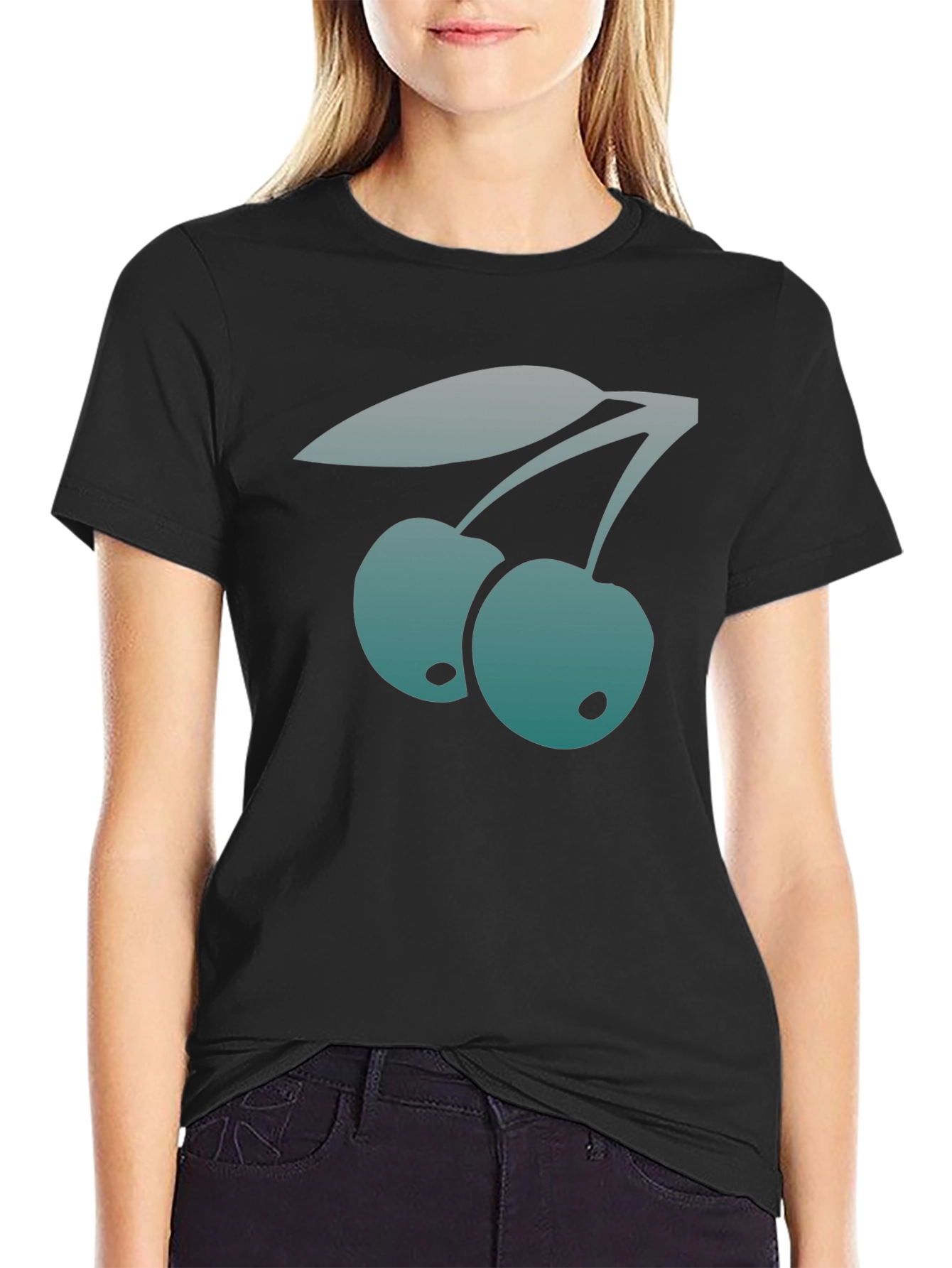 Trendy Cherry Graphic Tee - Stylish Black T-Shirt