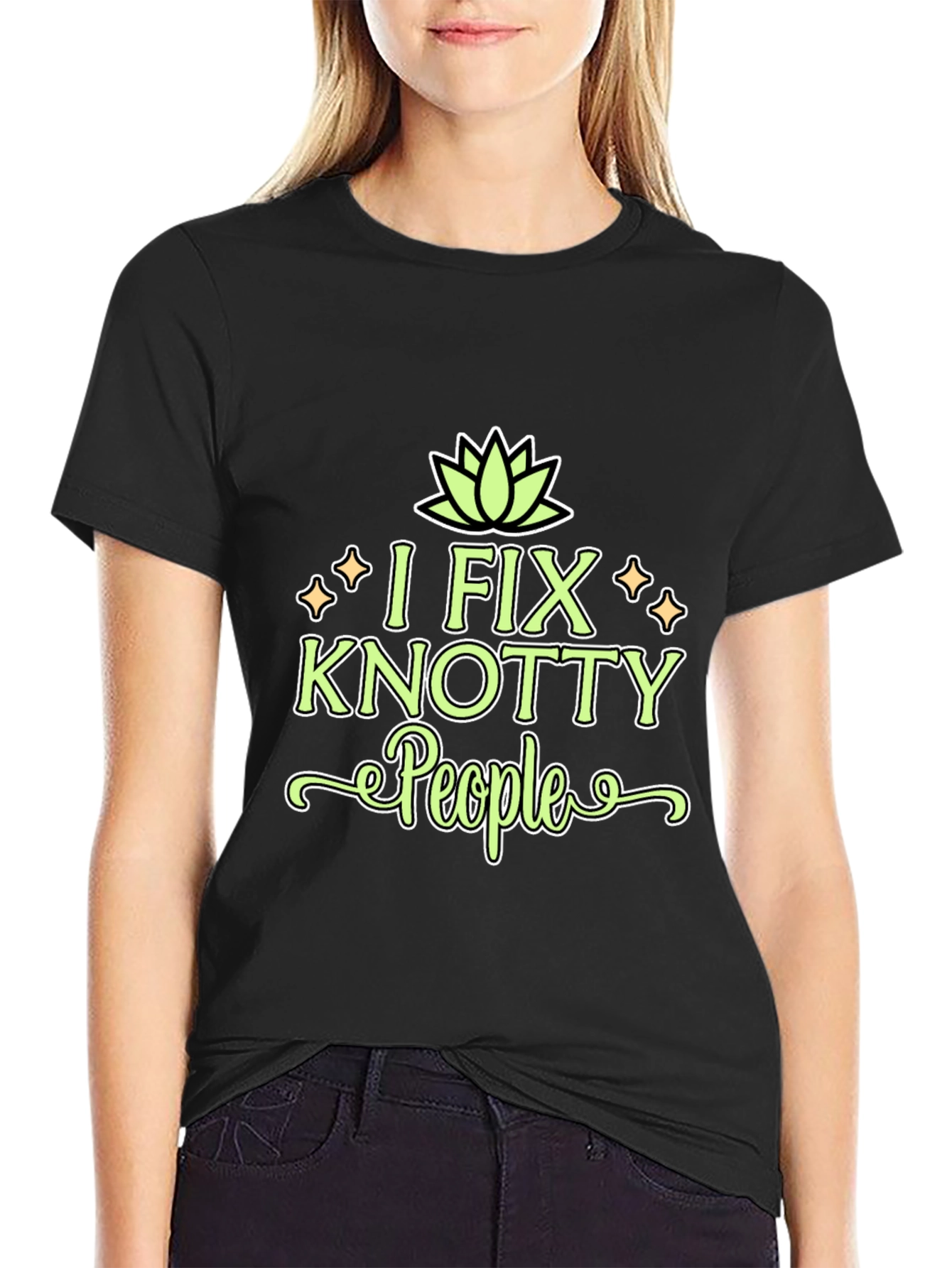 I Fix Knotty People Funny Black T-Shirt