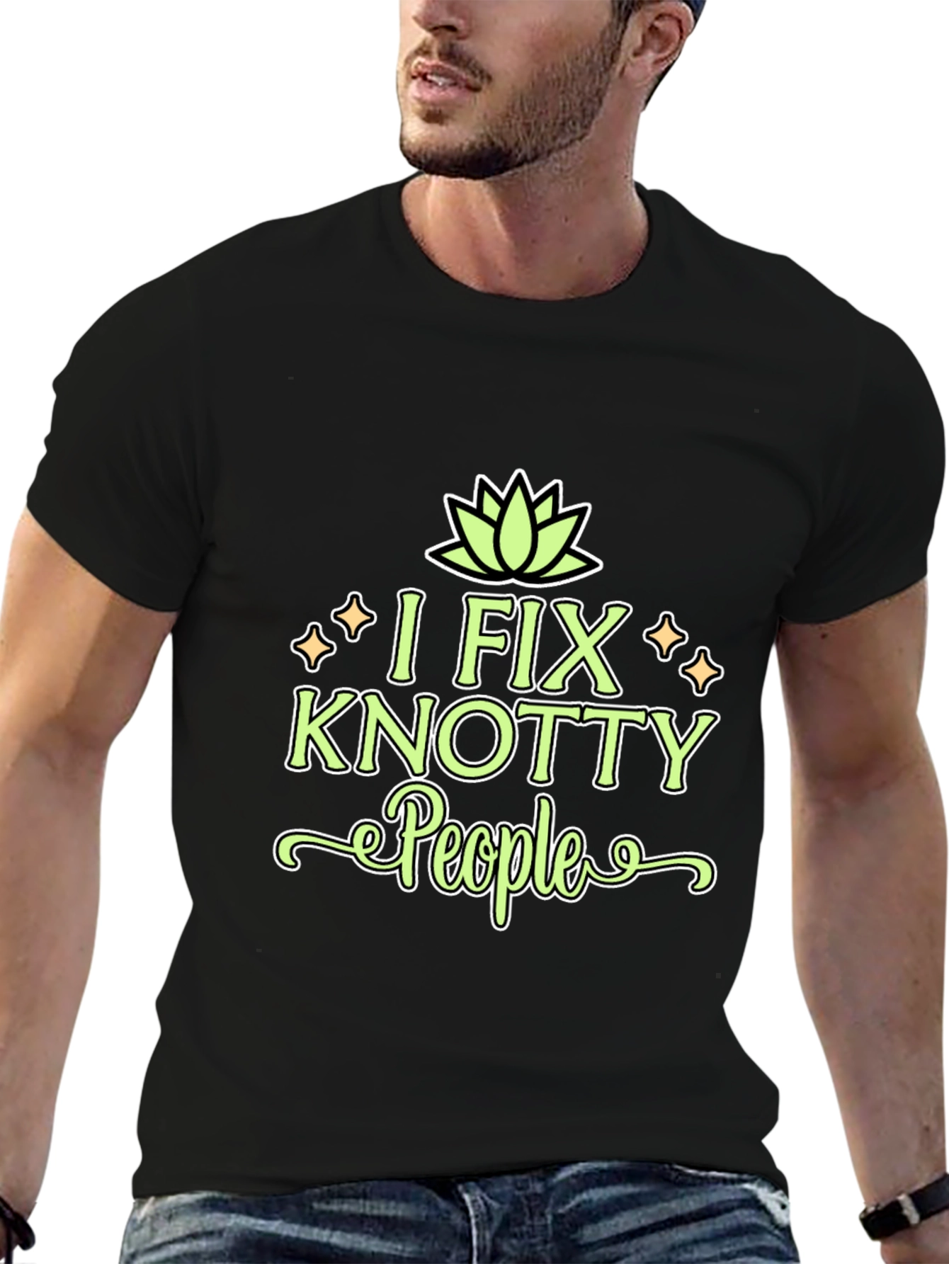 I Fix Knotty People Funny Black T-Shirt
