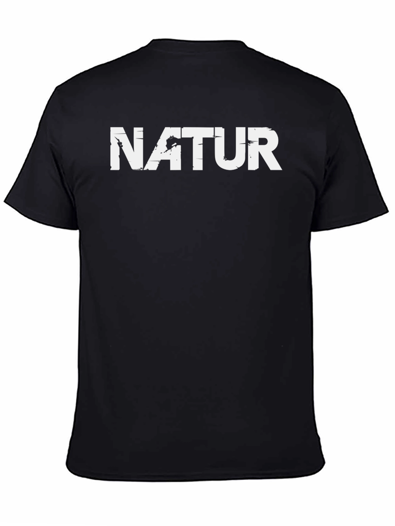 Natur Graphic Tee - Distressed Print Black T-Shirt