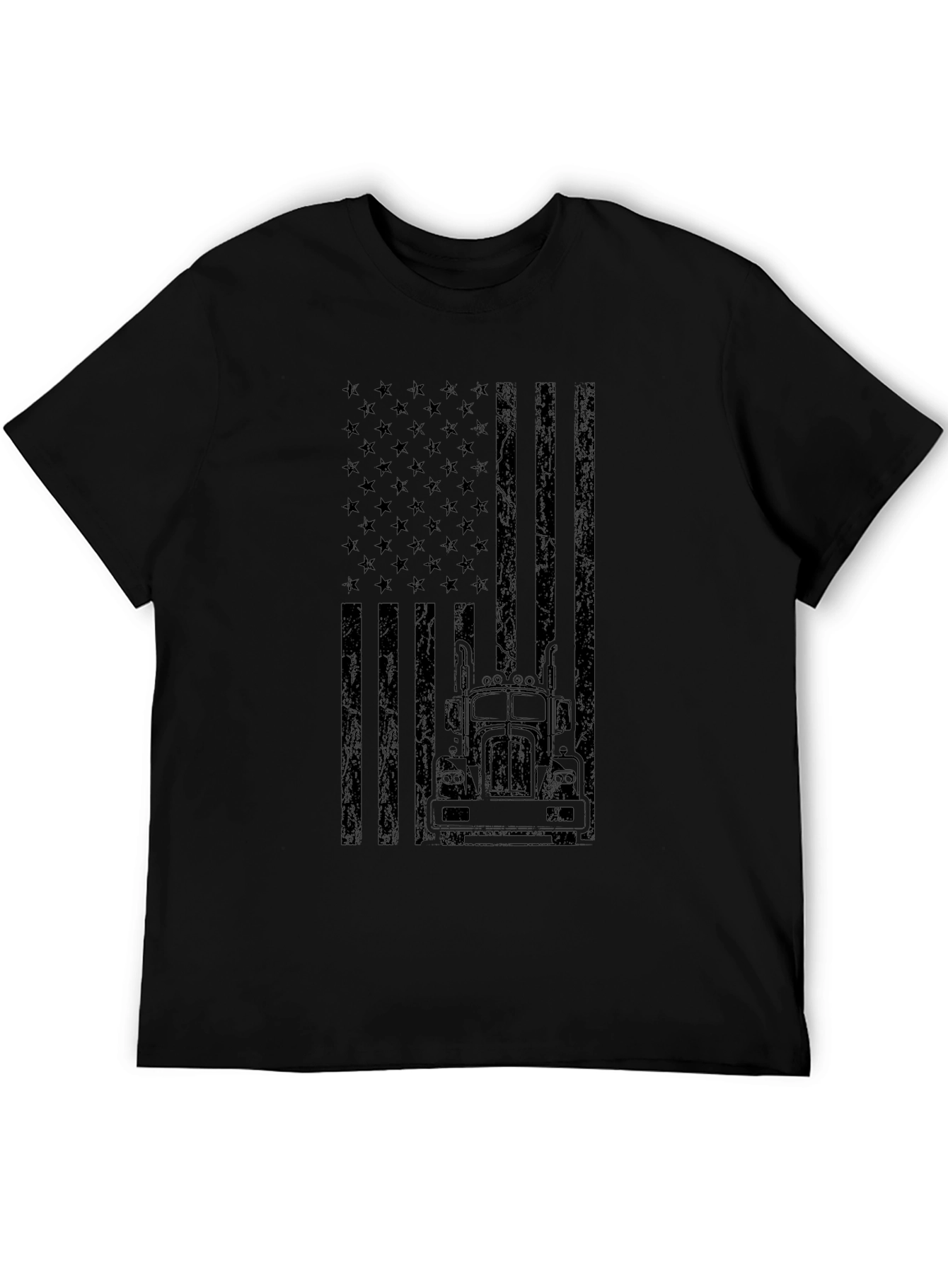 Trucker American Flag Graphic Tee - Black