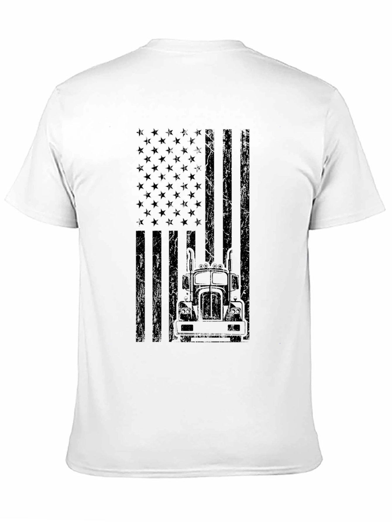 Trucker American Flag Graphic Tee - Black