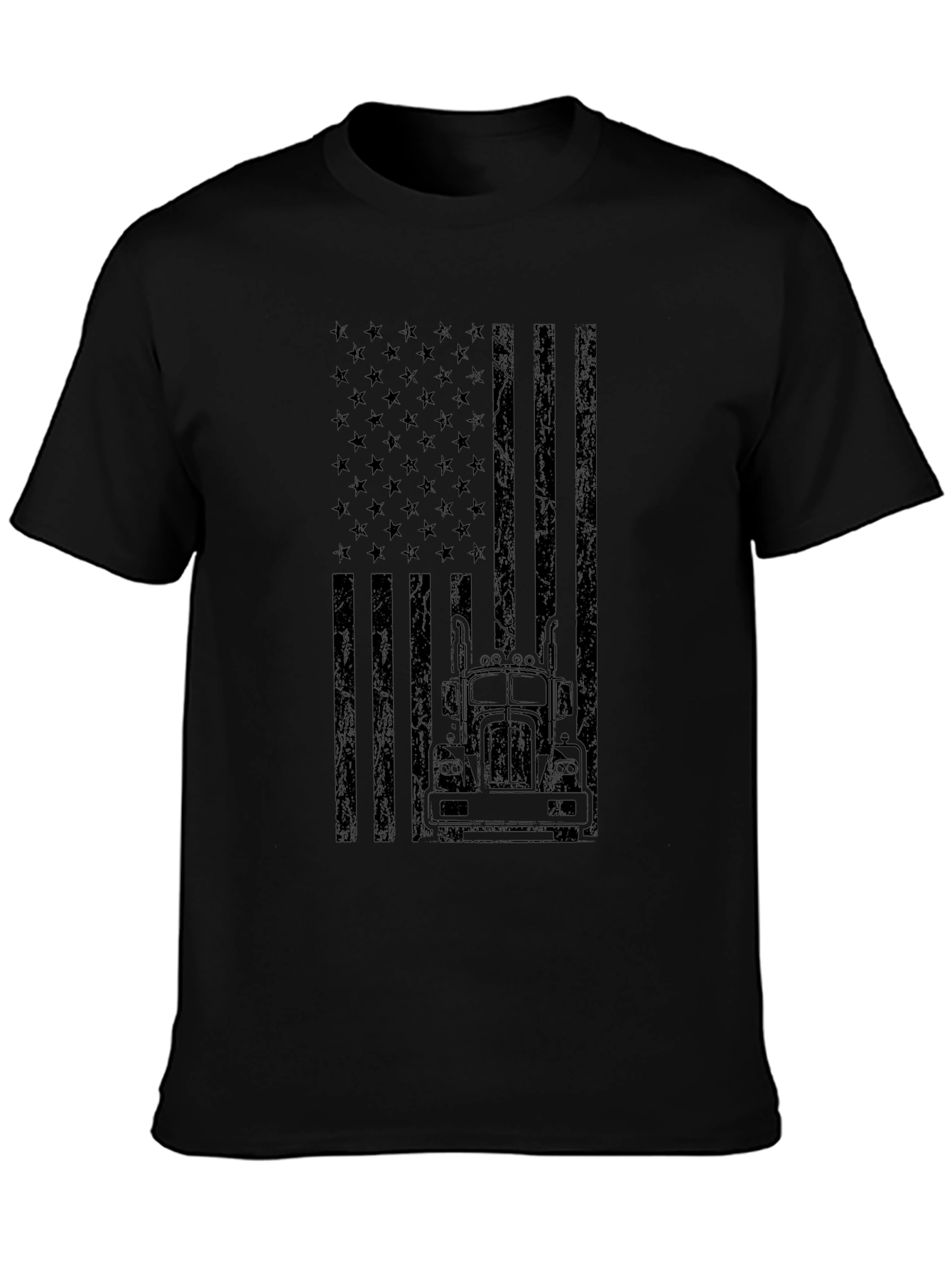 Trucker American Flag Graphic Tee - Black