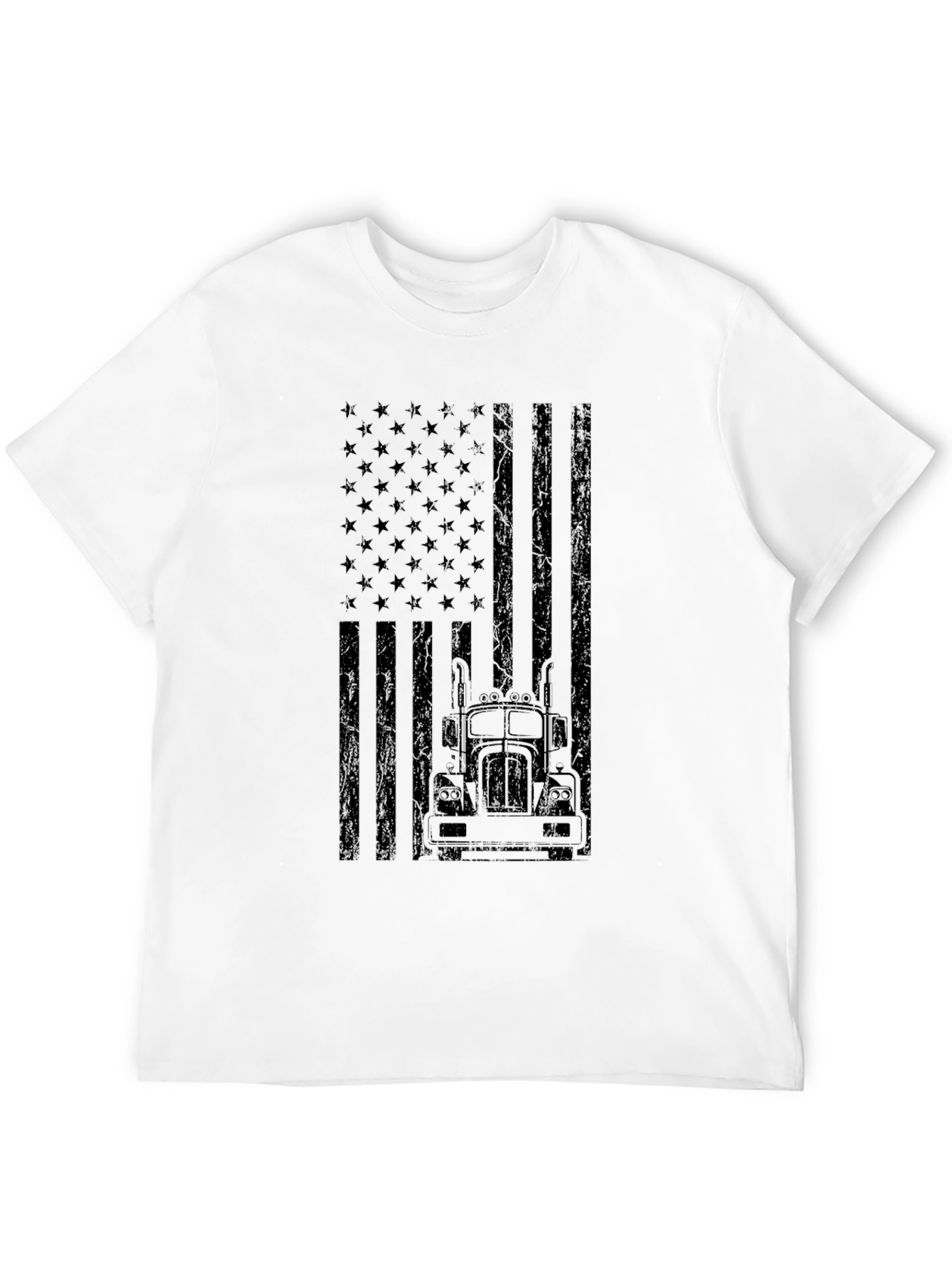 Trucker American Flag Graphic Tee - Black
