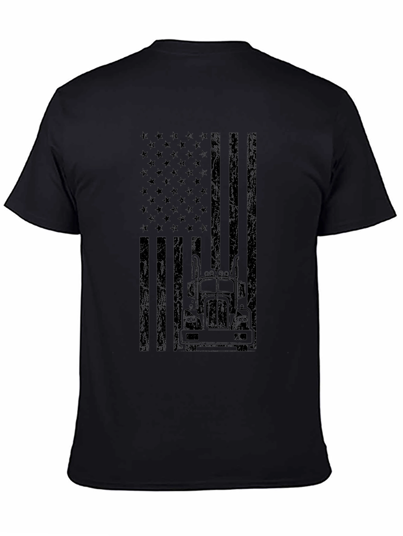 Trucker American Flag Graphic Tee - Black