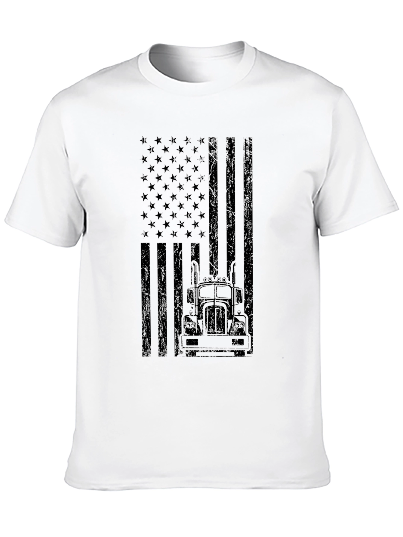 Trucker American Flag Graphic Tee - Black