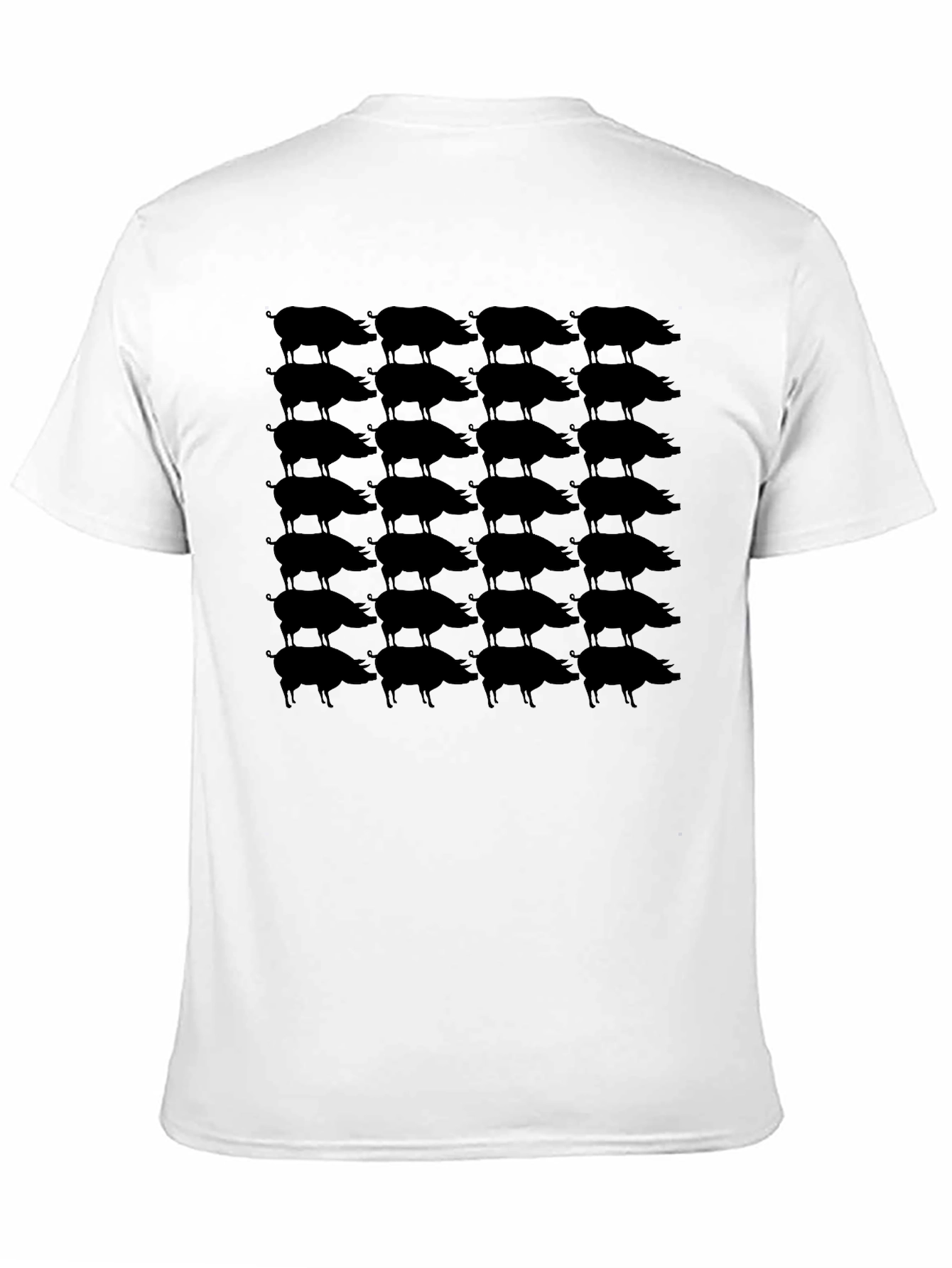 Mens Black Pig Print Crew Neck T-Shirt