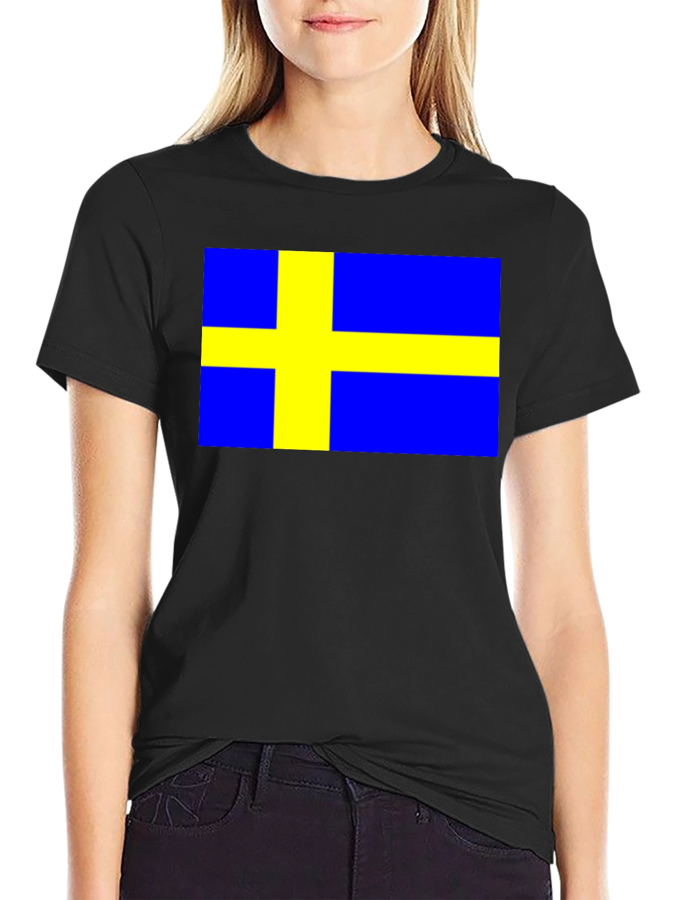 Swedish Flag T-Shirt - Black Cotton Tee