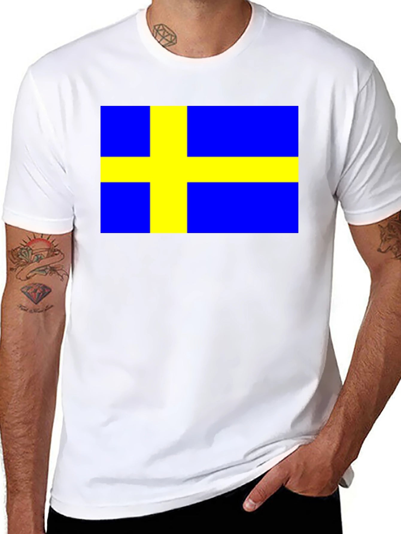 Swedish Flag T-Shirt - Black Cotton Tee