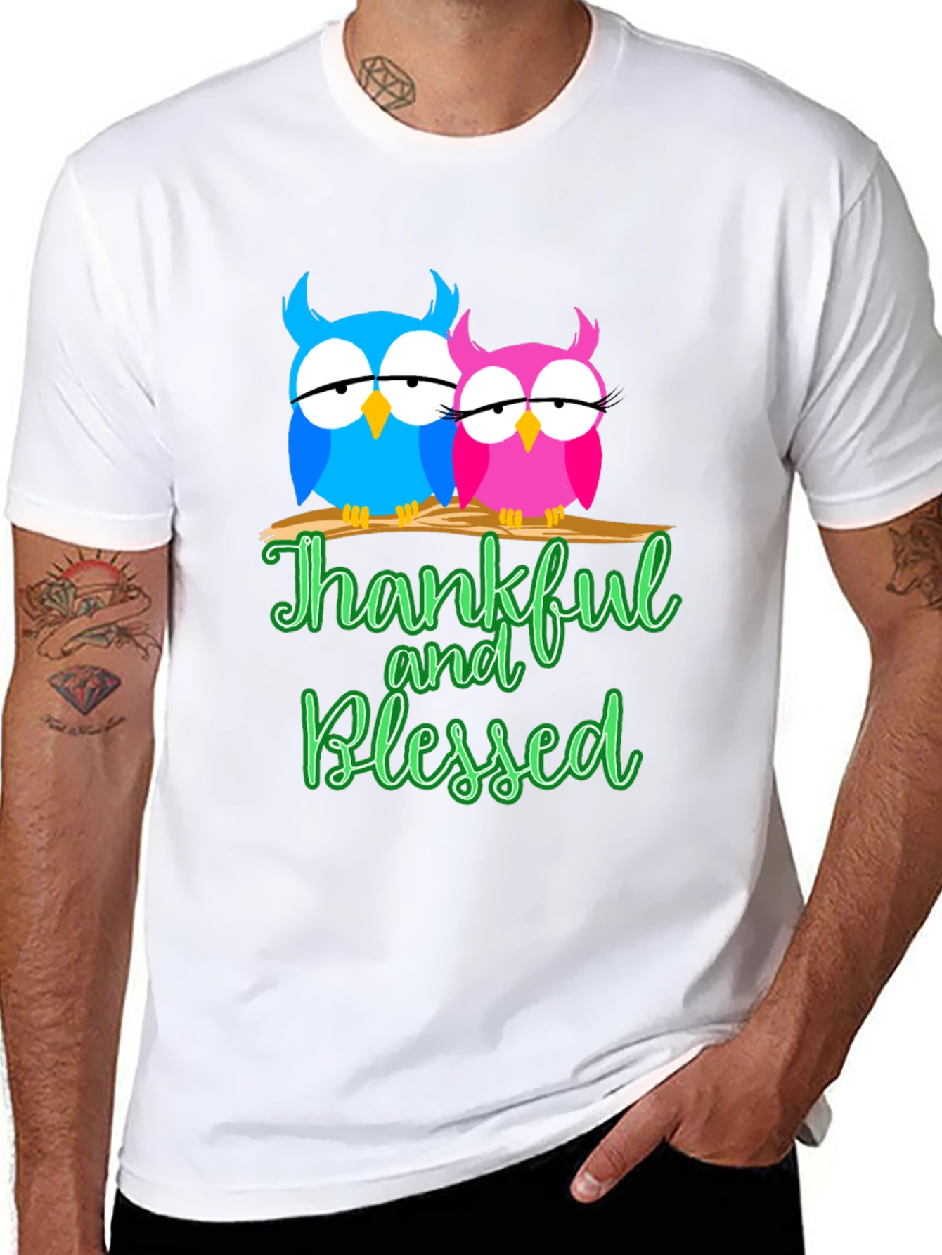 Thankful & Blessed Owls Graphic Tee