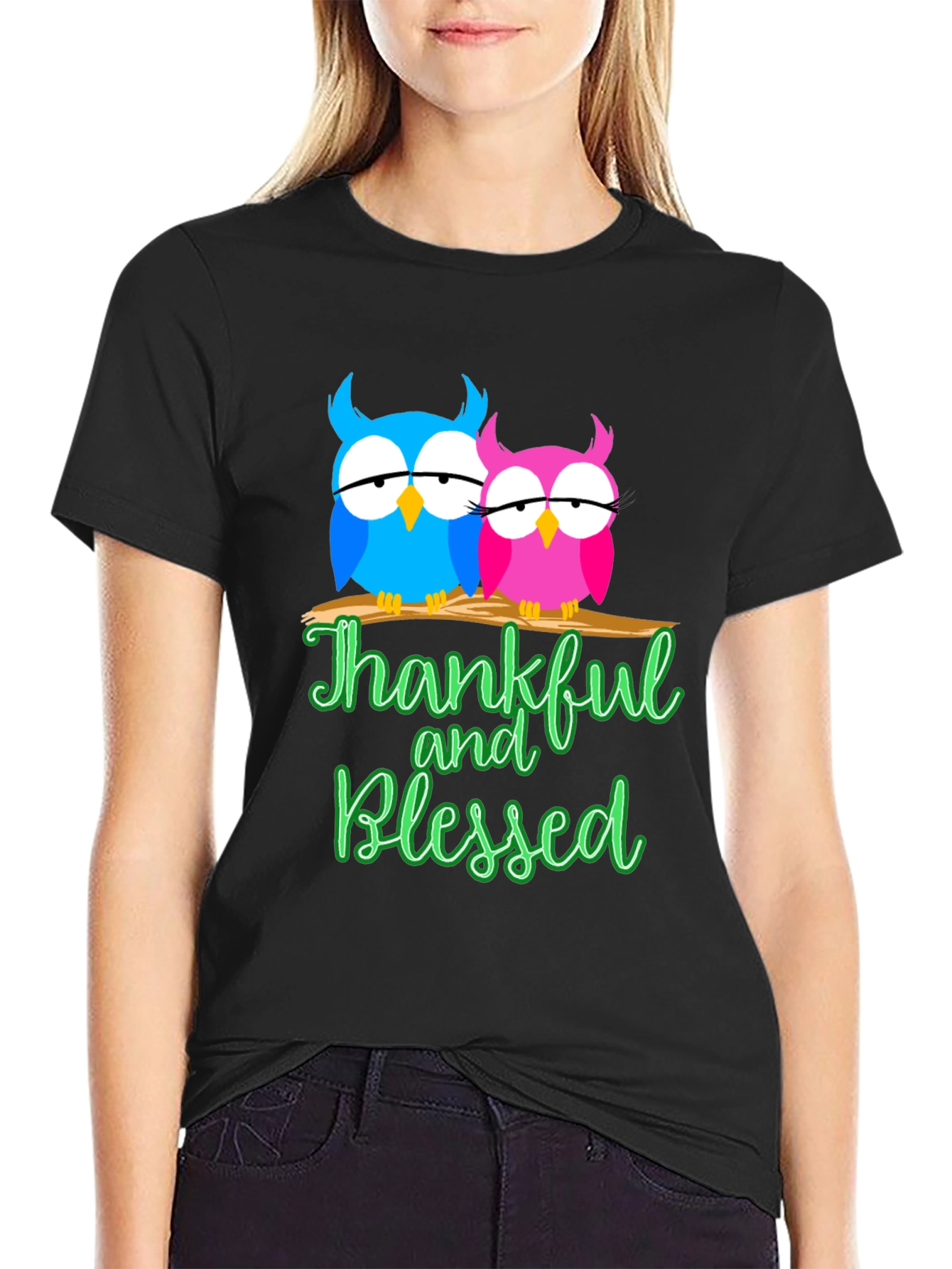 Thankful & Blessed Owls Graphic Tee