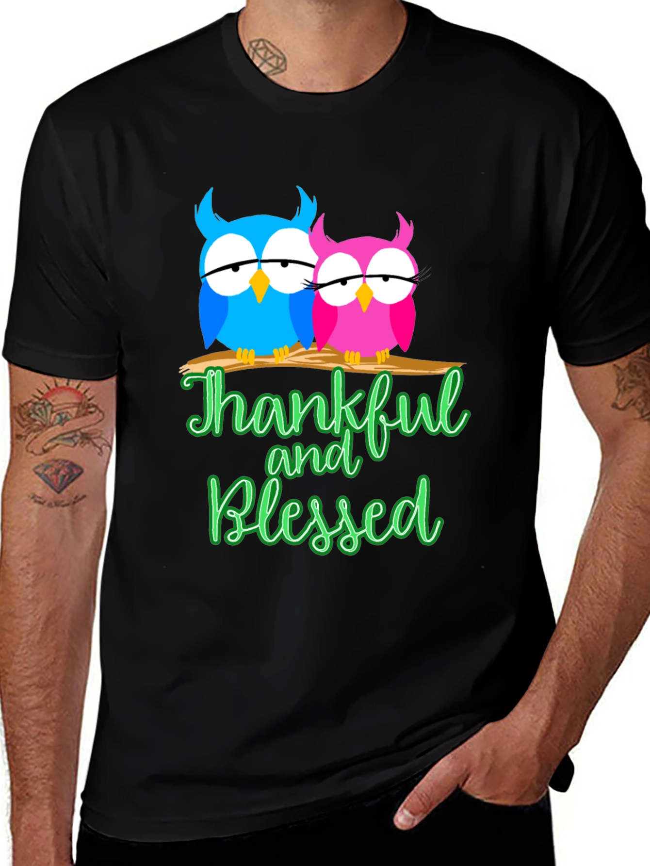 Thankful & Blessed Owls Graphic Tee