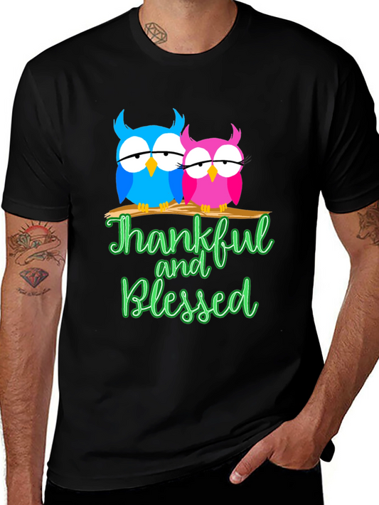 Thankful & Blessed Owls Graphic Tee