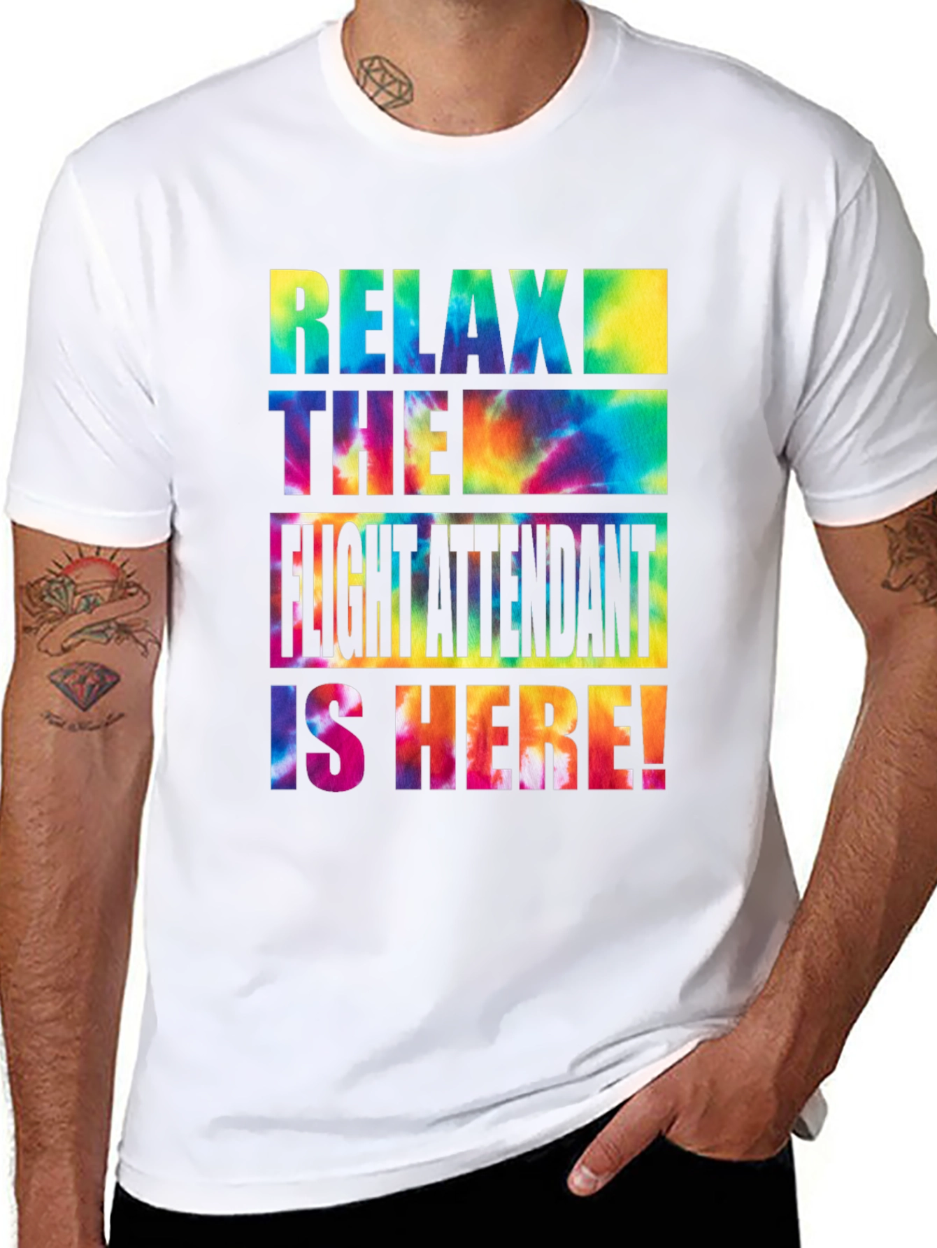 Relax Flight Attendant Here Tie Dye T-Shirt