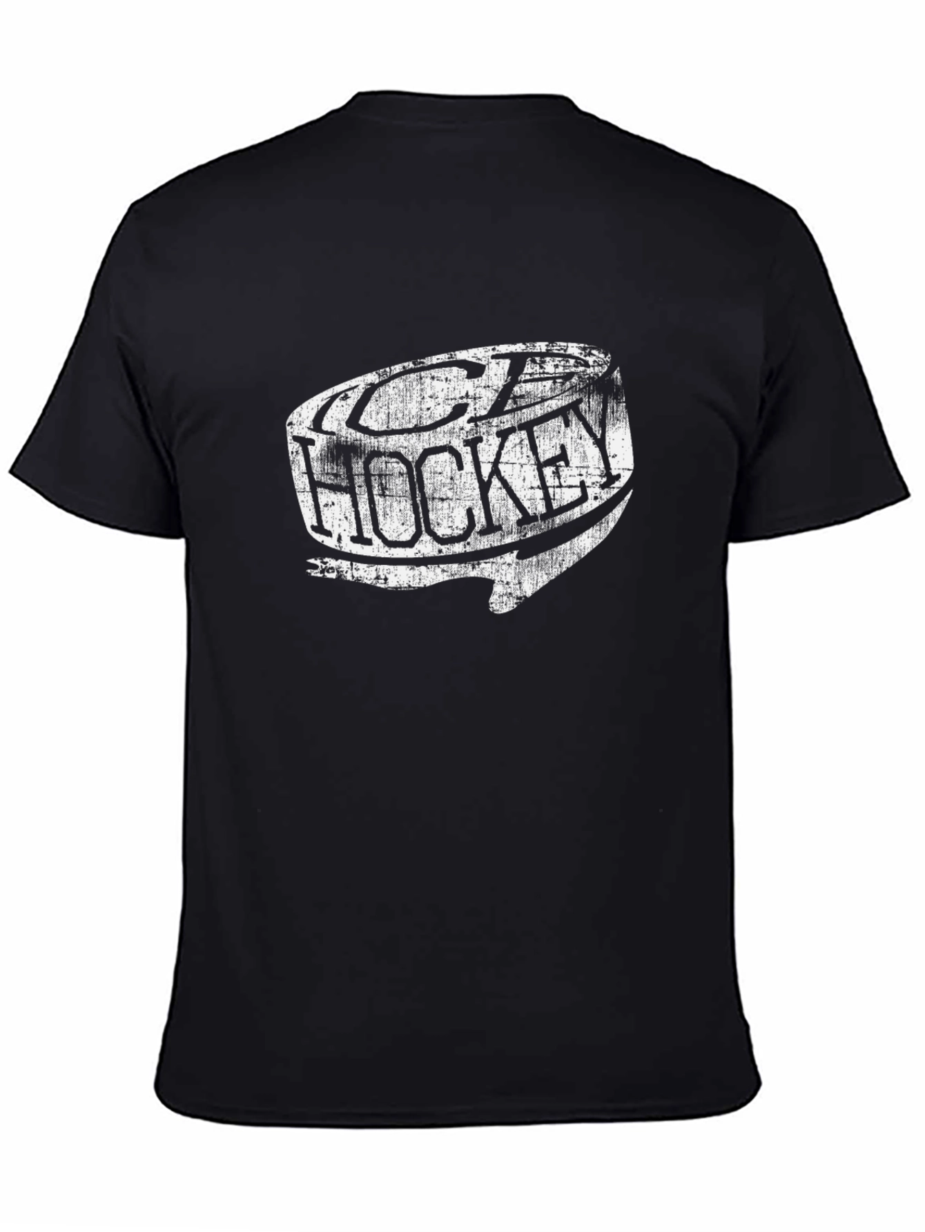 Distressed Ice Hockey Graphic Tee - Black